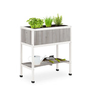 Hochbeet Holz Weiss-Schwarz-Grau von Relaxdays