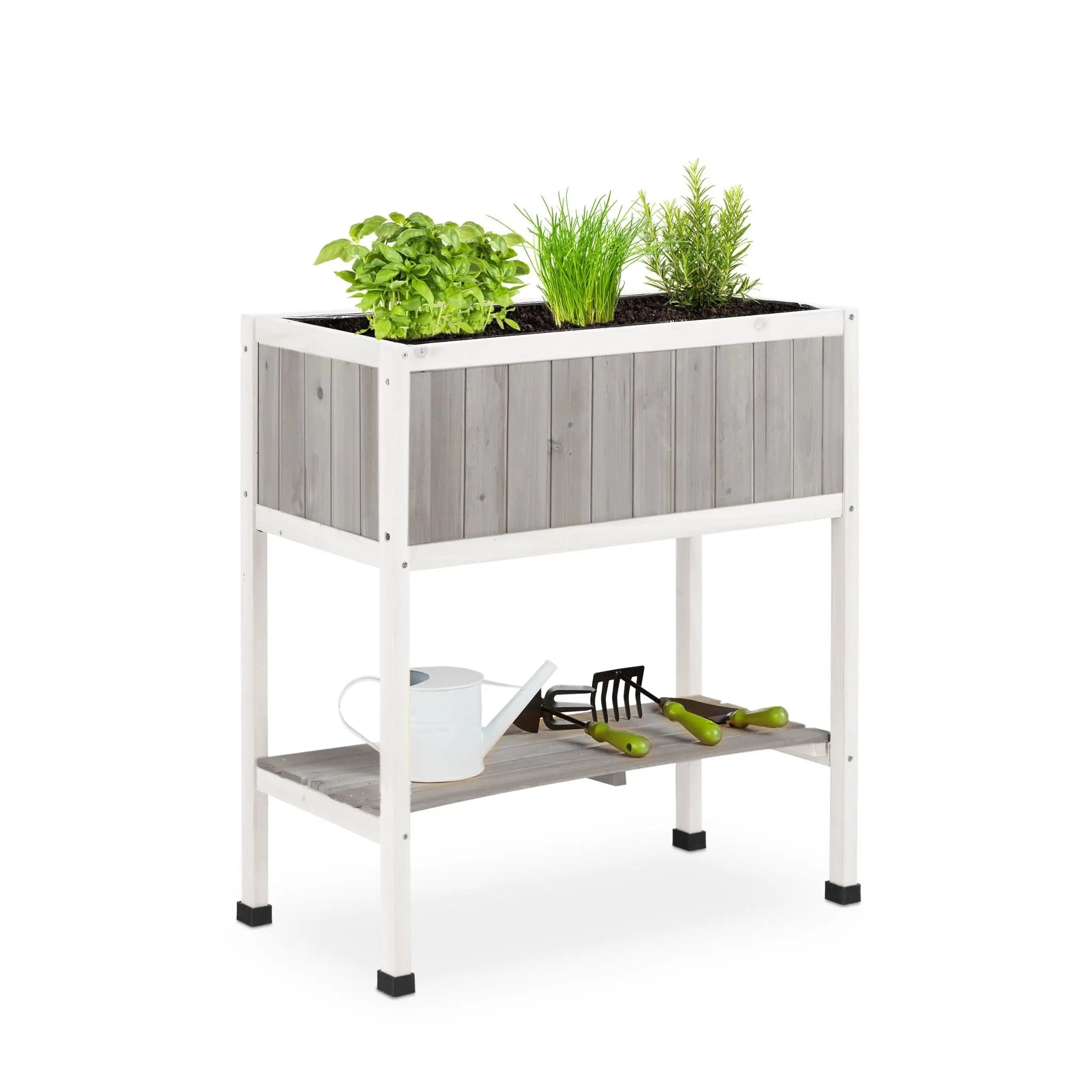 Hochbeet Holz Weiss-Schwarz-Grau von Relaxdays