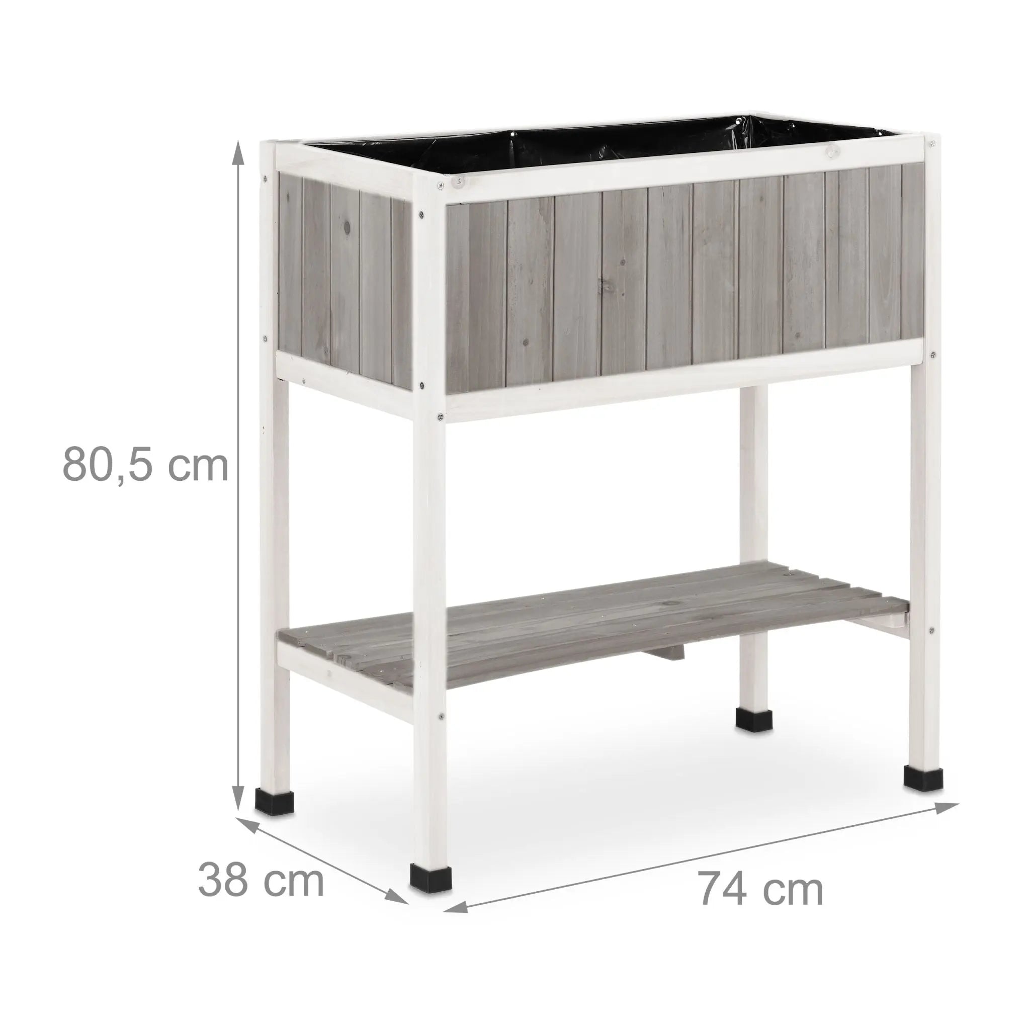 Hochbeet Holz Weiss-Schwarz-Grau von Relaxdays