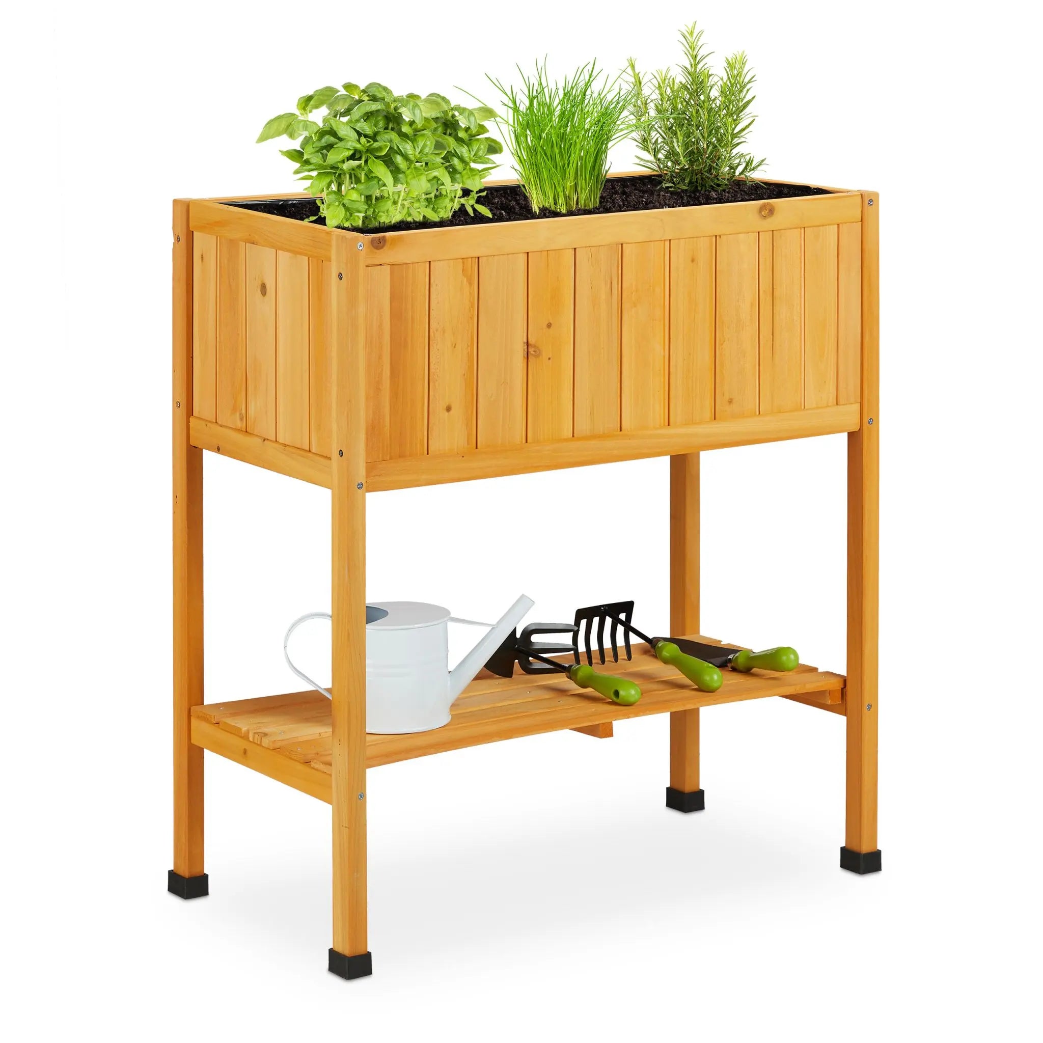 Hochbeet Holz Orange-Schwarz von Relaxdays