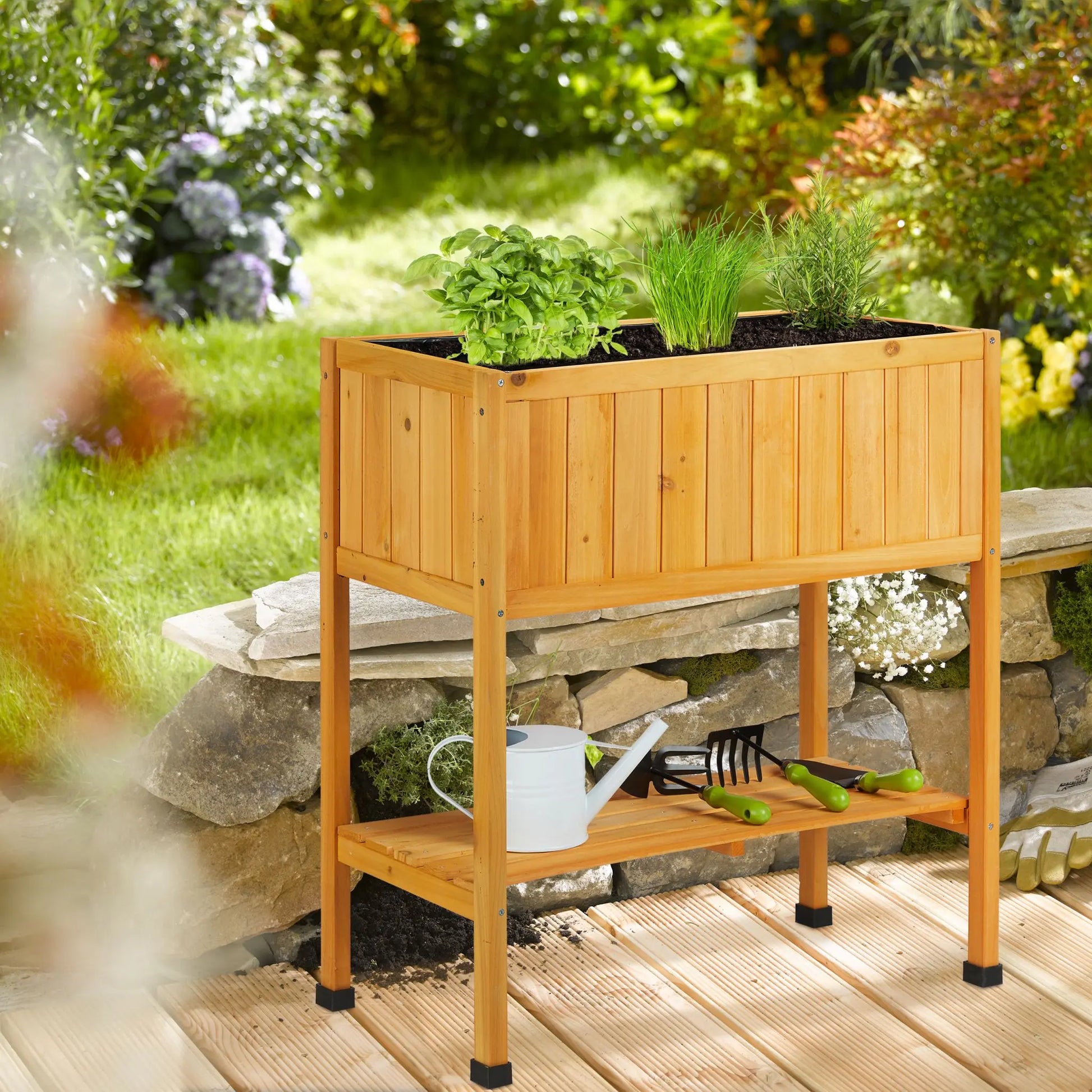 Hochbeet Holz Orange-Schwarz von Relaxdays