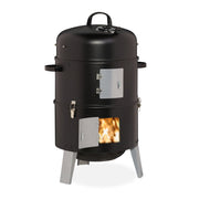 Smoker Räuchertonne Schwarz-Silber von Relaxdays