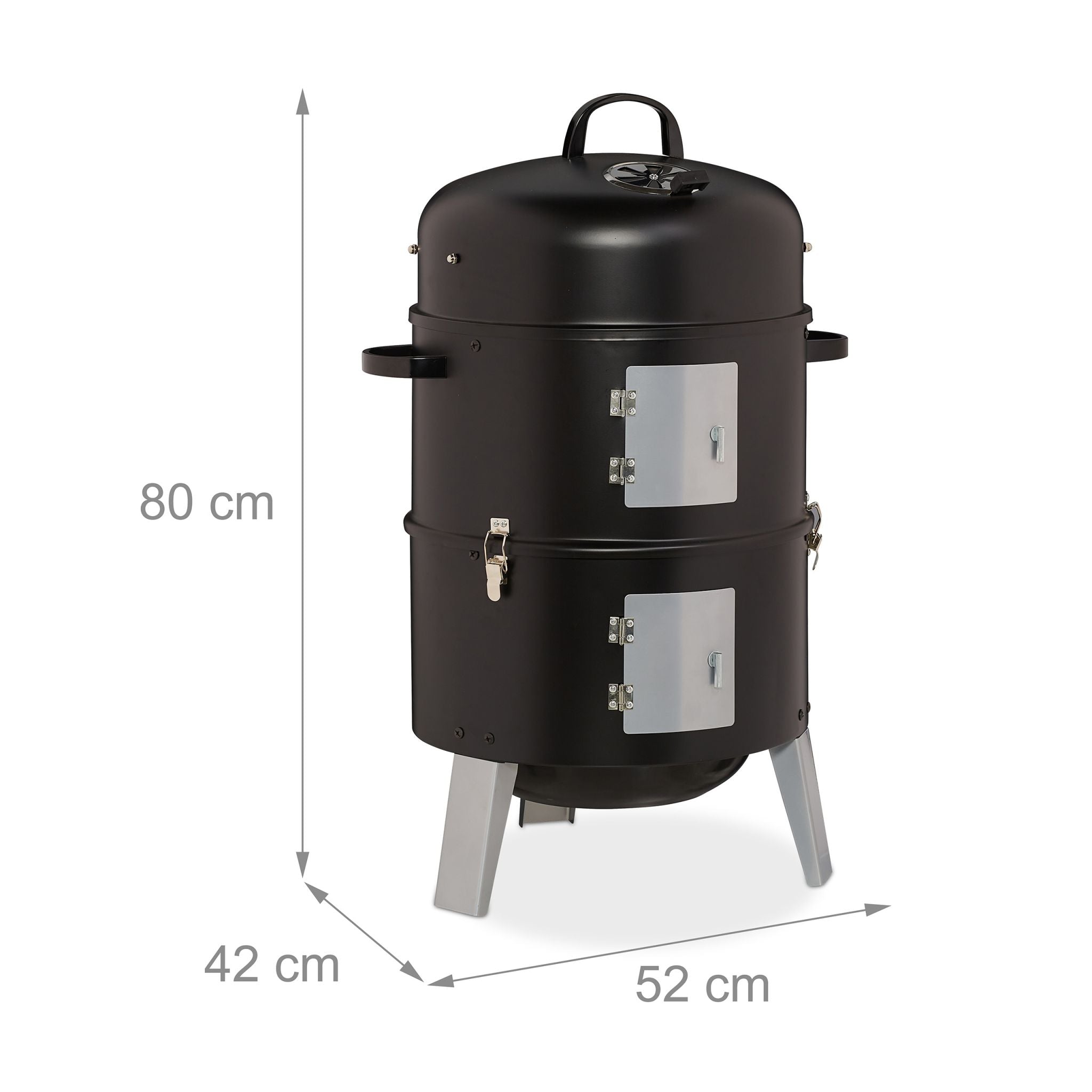 Smoker Räuchertonne Schwarz-Silber von Relaxdays
