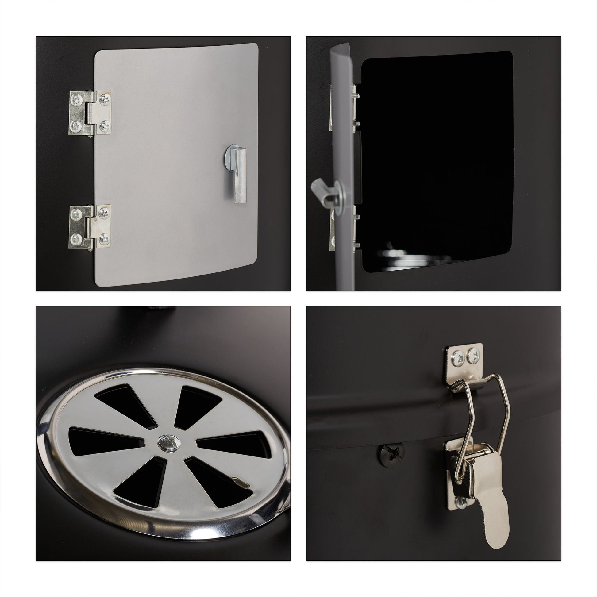Smoker Räuchertonne Schwarz-Silber von Relaxdays