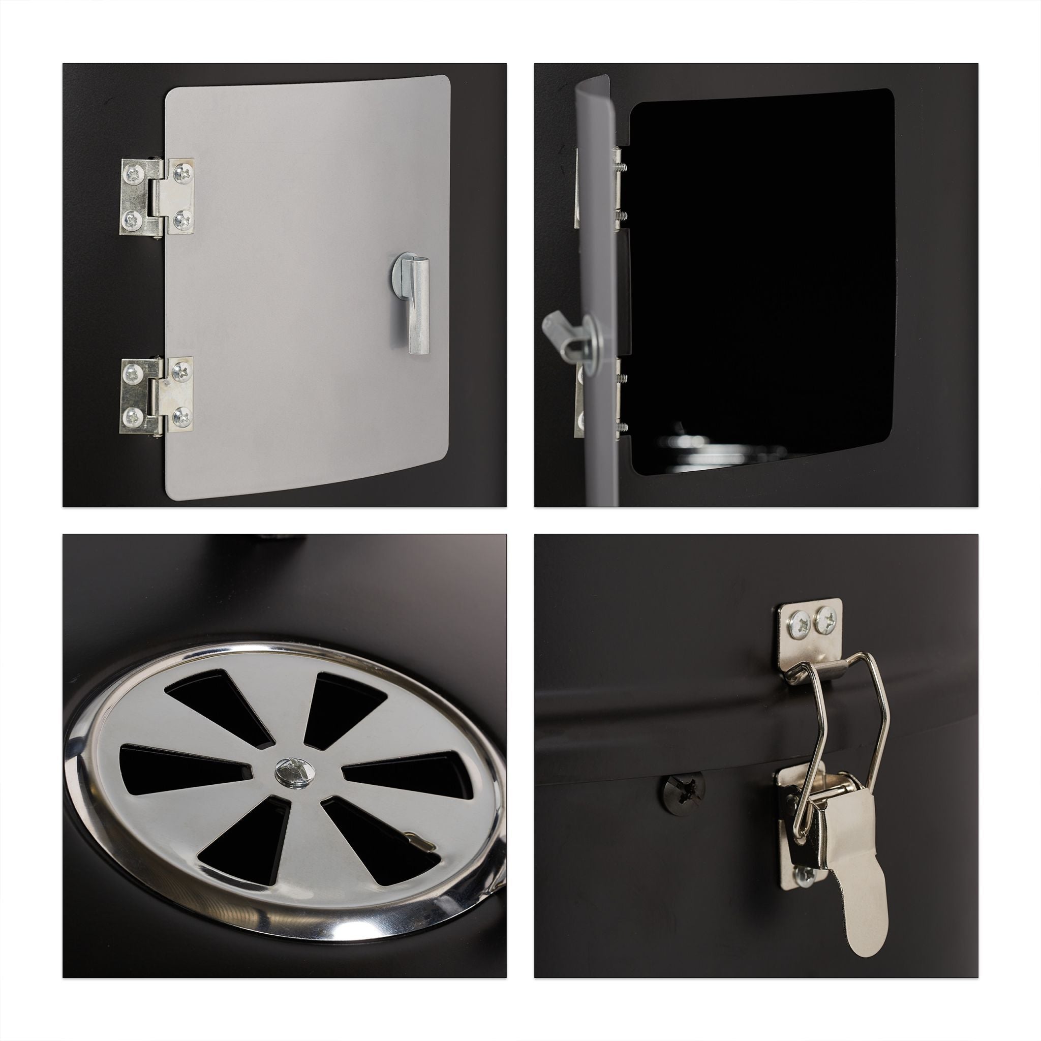 Smoker Räuchertonne Schwarz-Silber von Relaxdays