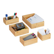 Ordnungsboxen Bambus 5er-Set Hellbraun von Relaxdays