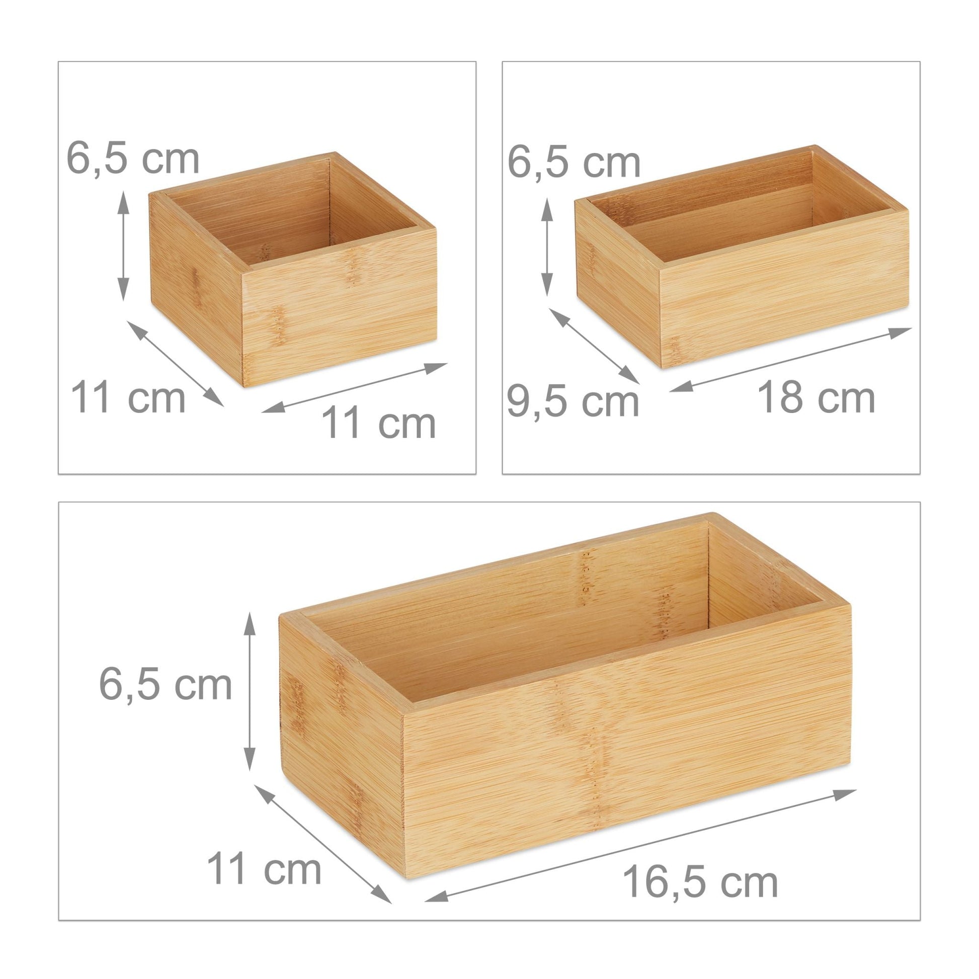 Ordnungsboxen Bambus 5er-Set Hellbraun von Relaxdays