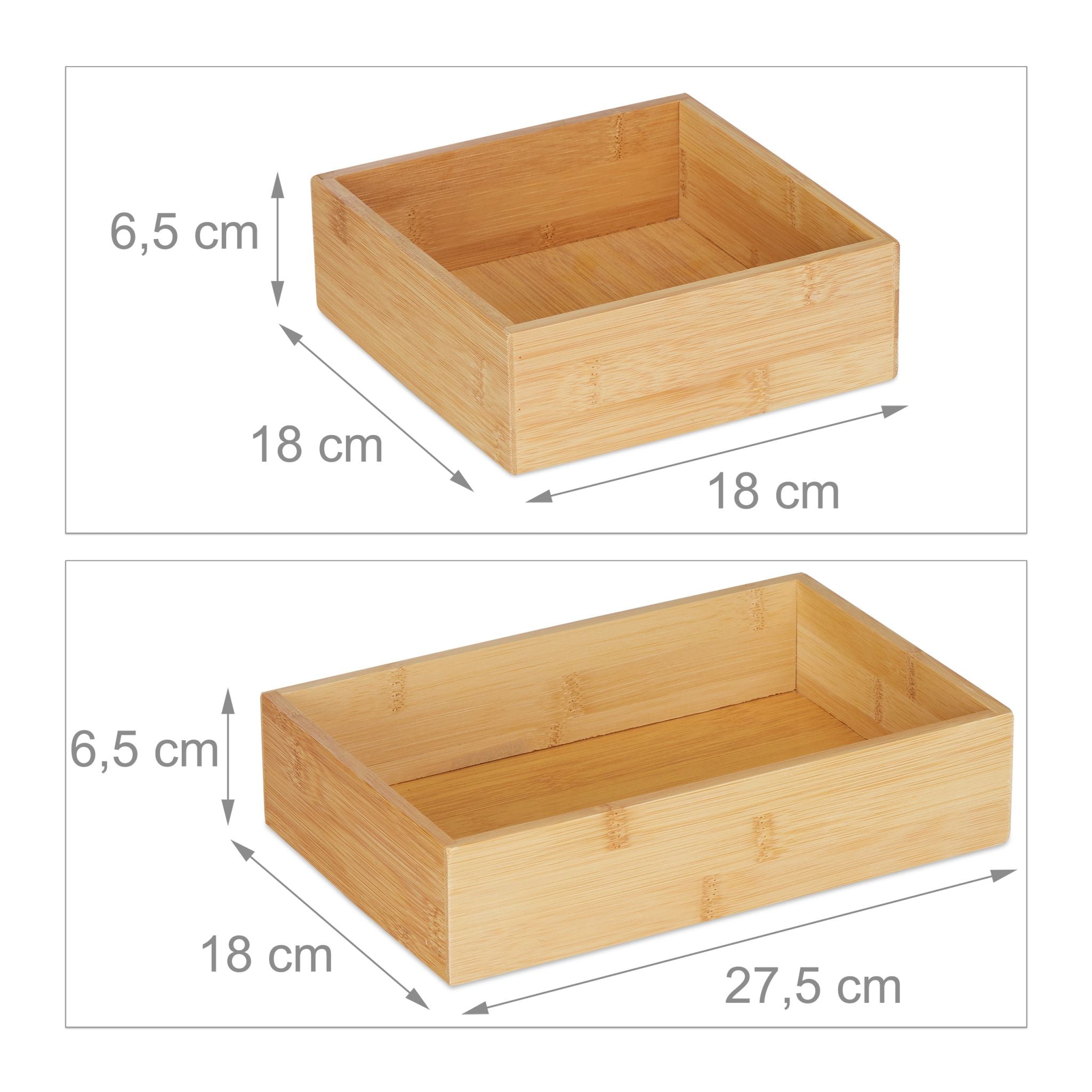 Ordnungsboxen Bambus 5er-Set Hellbraun von Relaxdays