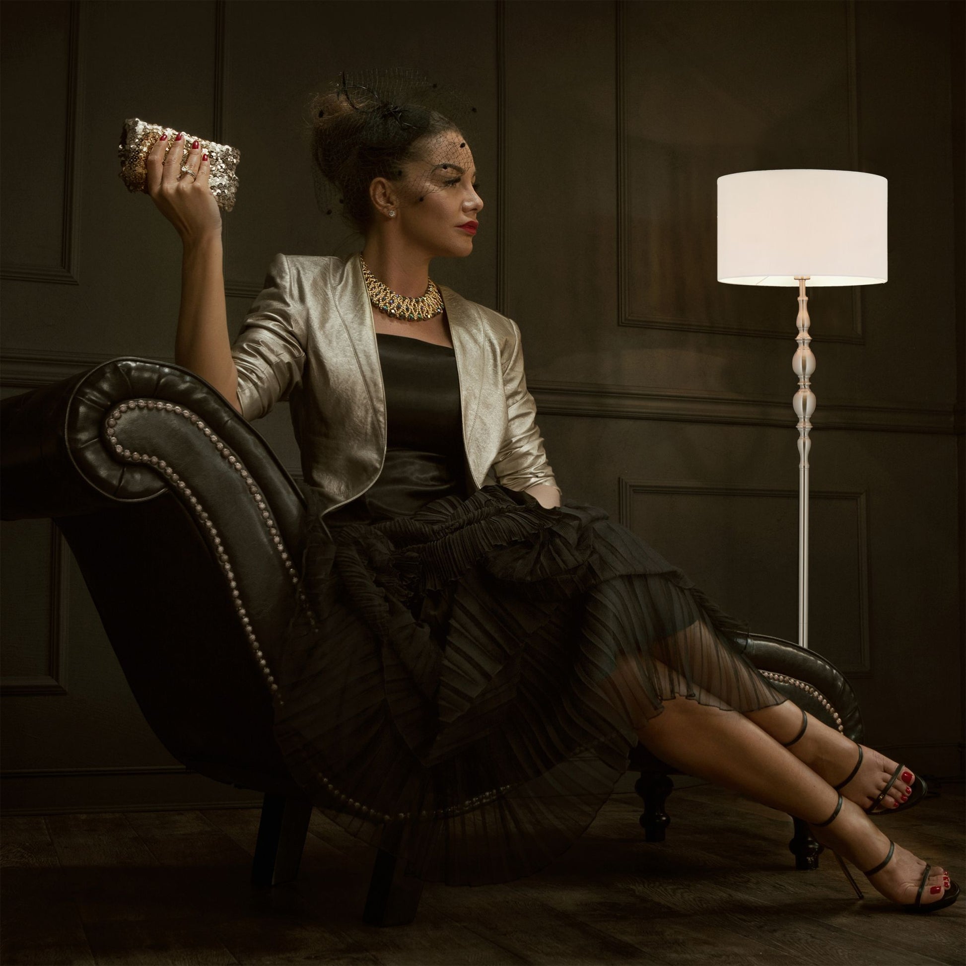 Stehlampe Wohnzimmer beige Weiss-Silber von Relaxdays