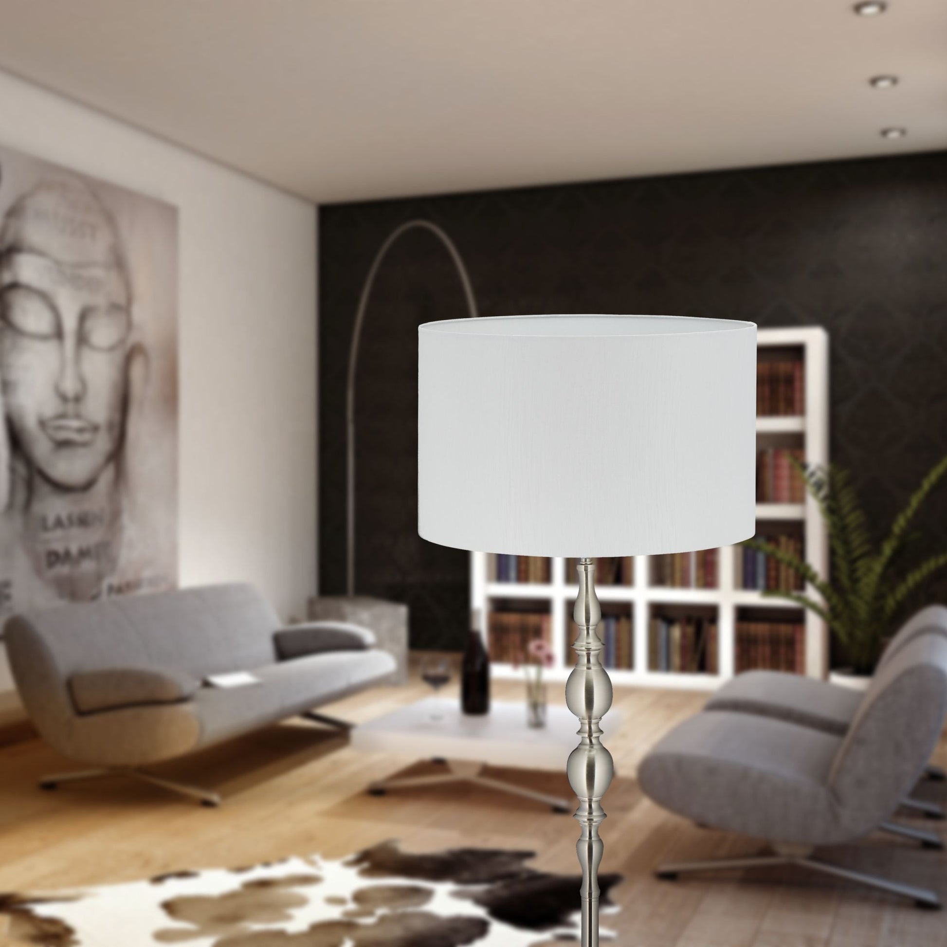 Stehlampe Wohnzimmer beige Weiss-Silber von Relaxdays