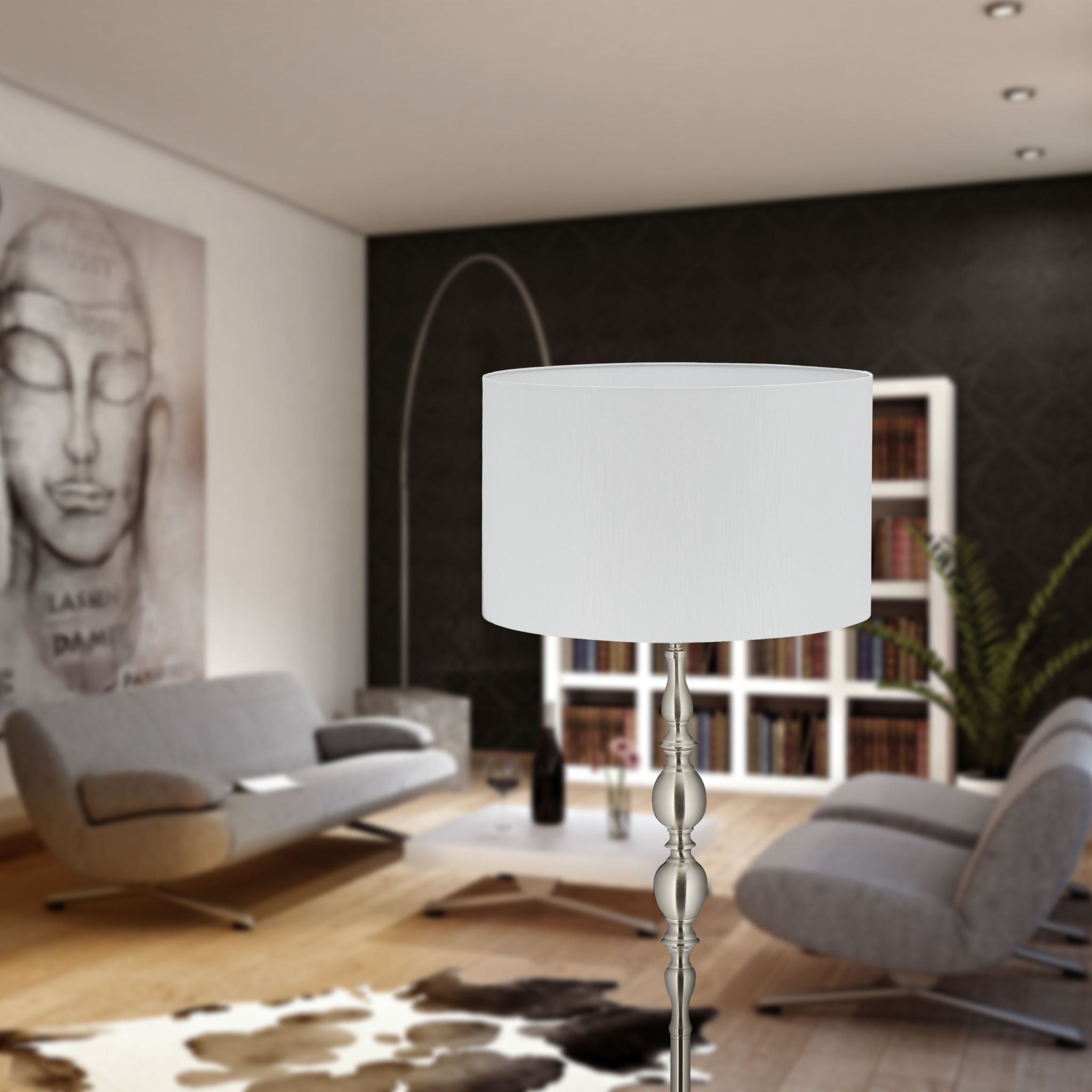 Stehlampe Wohnzimmer beige Weiss-Silber von Relaxdays