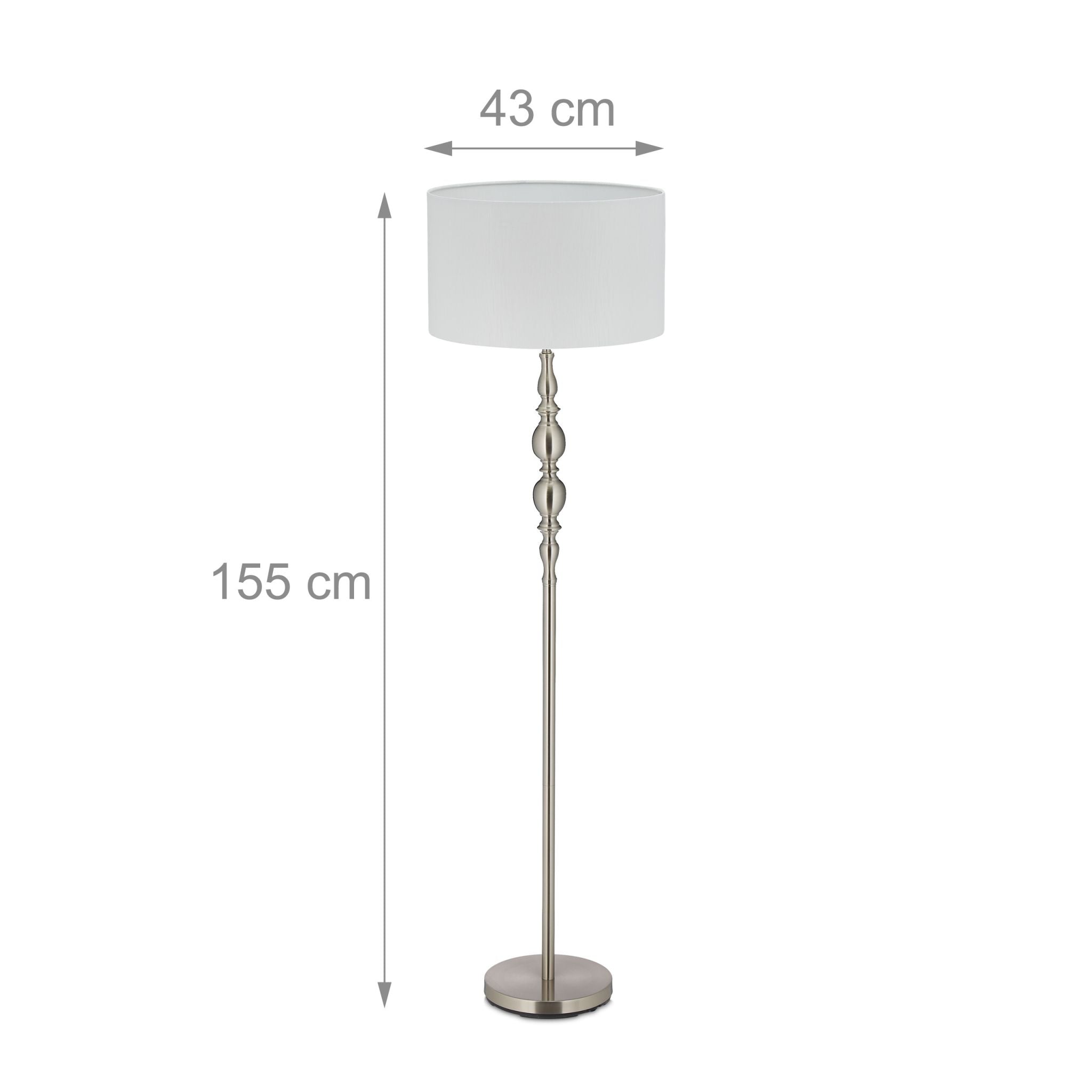 Stehlampe Wohnzimmer beige Weiss-Silber von Relaxdays