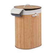 Wäschekorb oval Bambus Creme-Hellbraun von Relaxdays