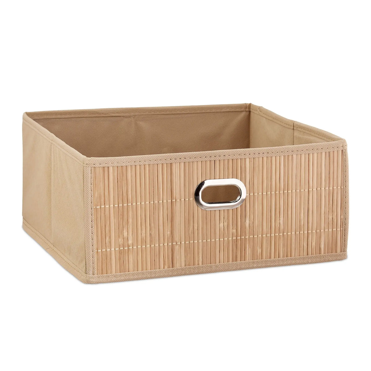 Aufbewahrungskorb Bambus flach Beige-Hellbraun von Relaxdays