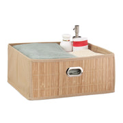 Aufbewahrungskorb Bambus flach Beige-Hellbraun von Relaxdays