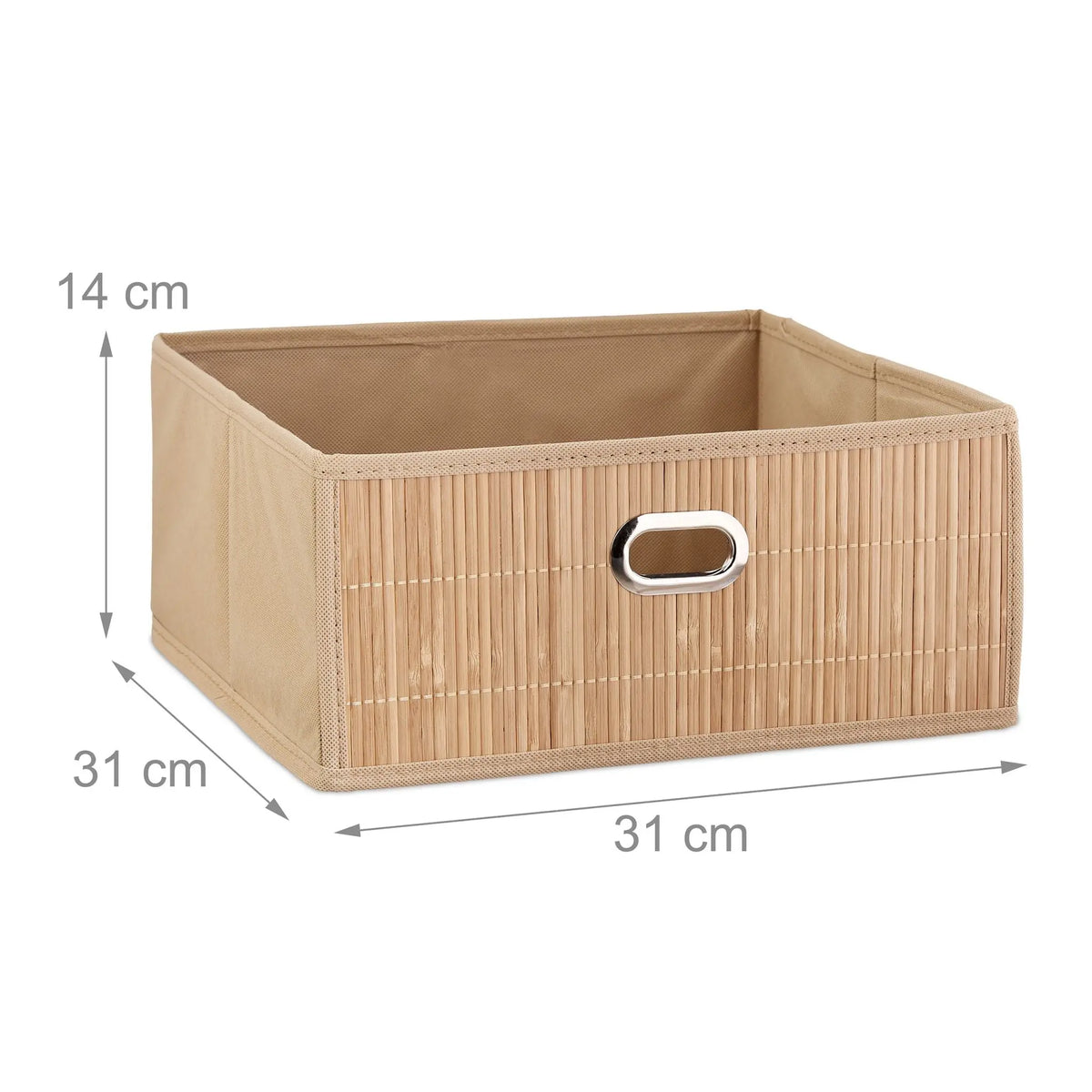 Aufbewahrungskorb Bambus flach Beige-Hellbraun von Relaxdays
