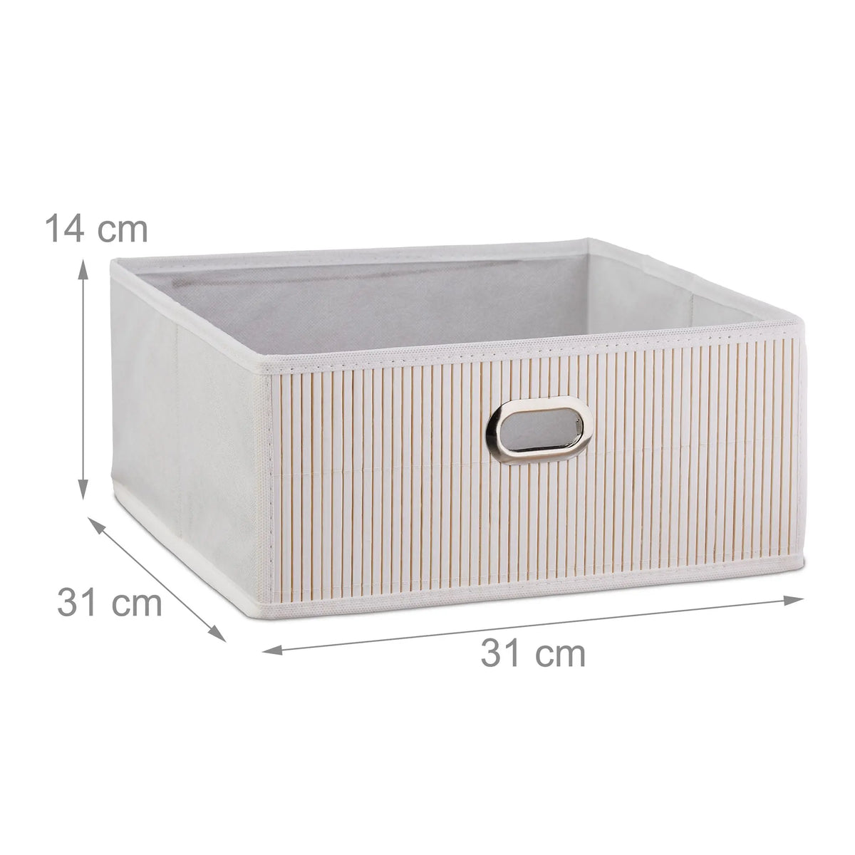Aufbewahrungskorb Bambus flach Weiss von Relaxdays