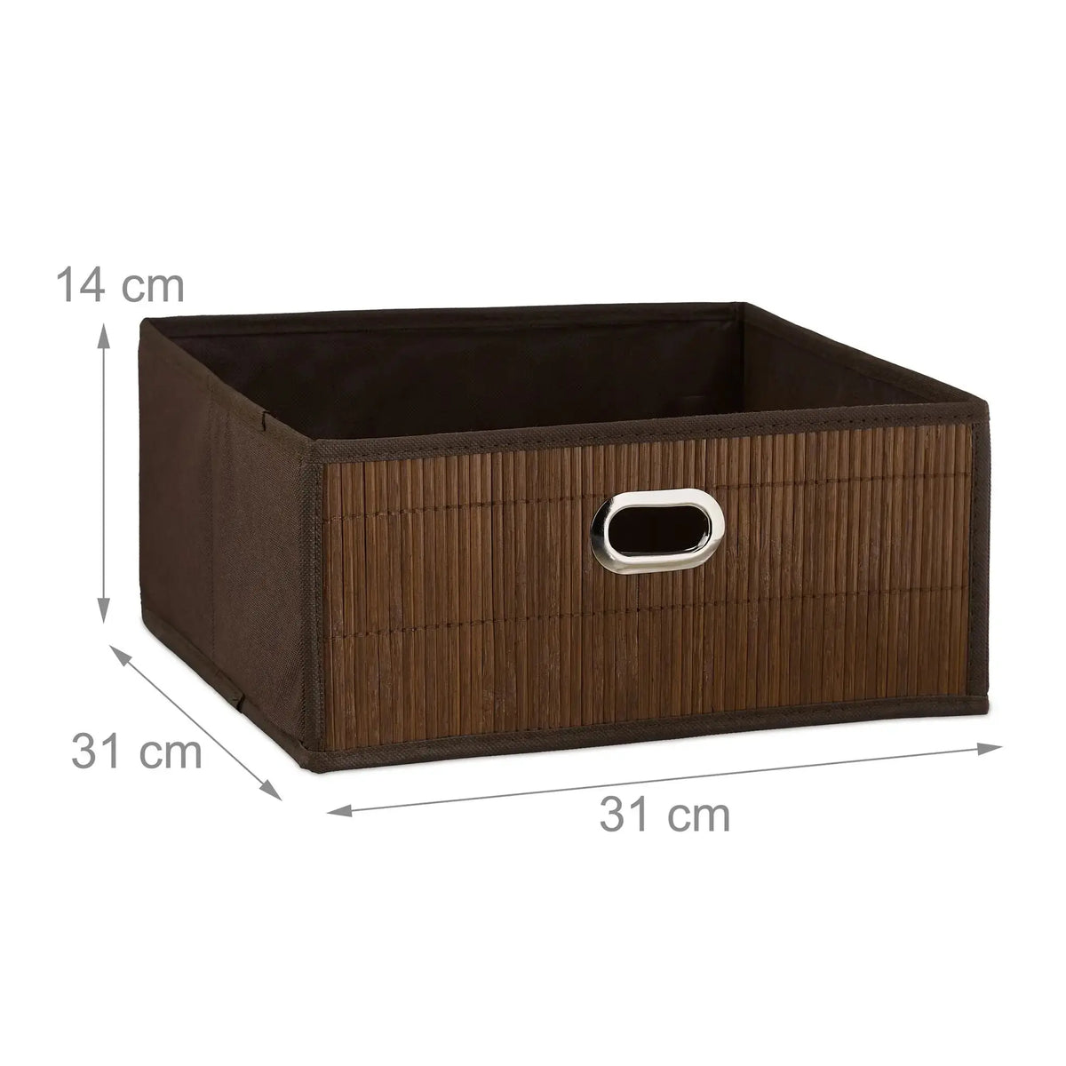 Aufbewahrungskorb Bambus flach Braun-Dunkelbraun von Relaxdays