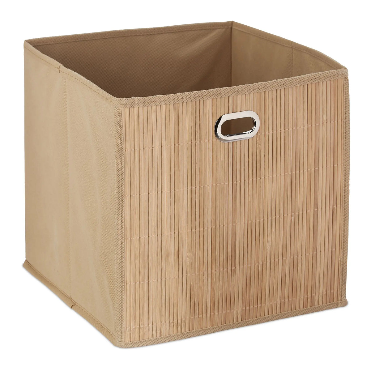 Aufbewahrungskorb Bambus hoch Beige-Hellbraun von Relaxdays