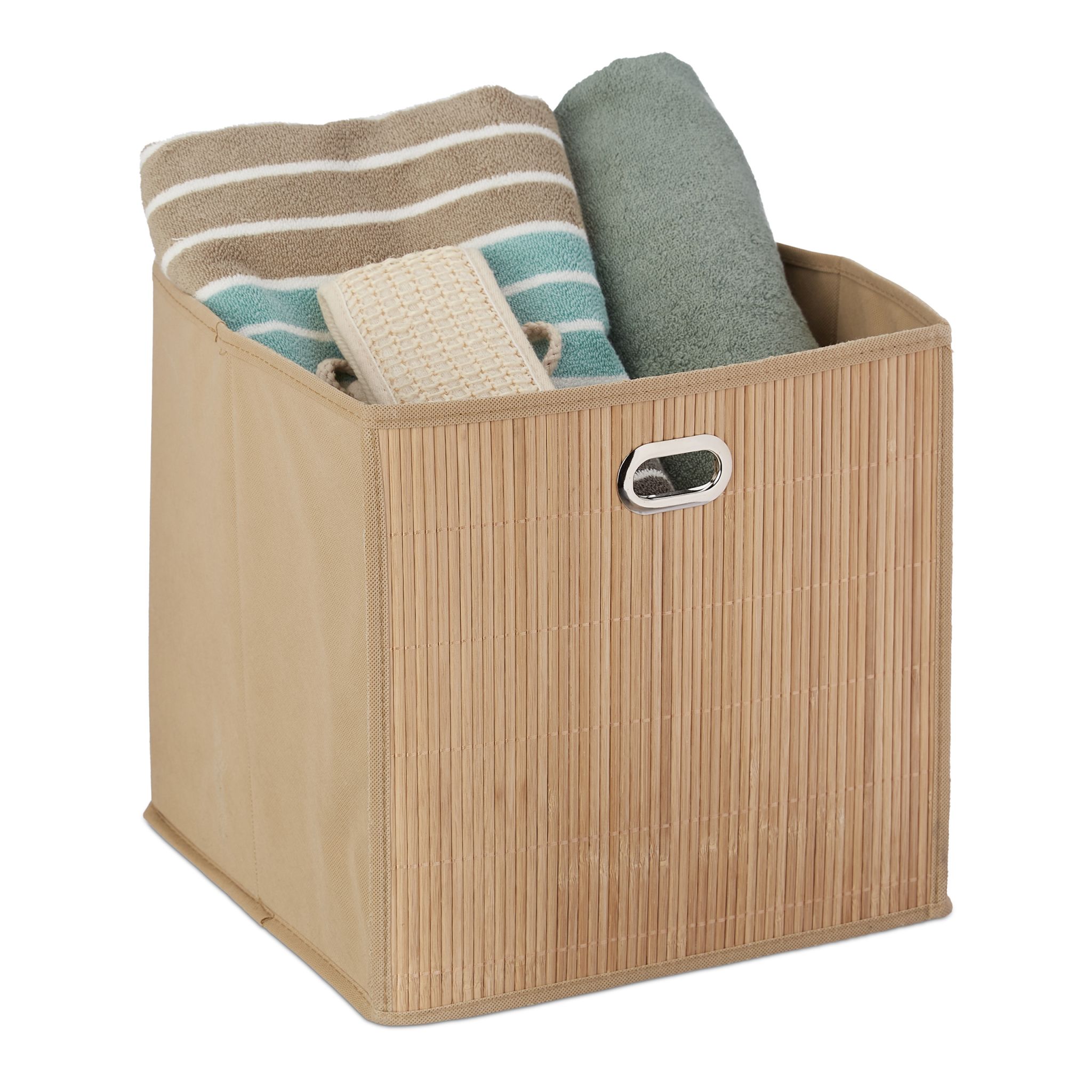Aufbewahrungskorb Bambus hoch Beige-Hellbraun von Relaxdays