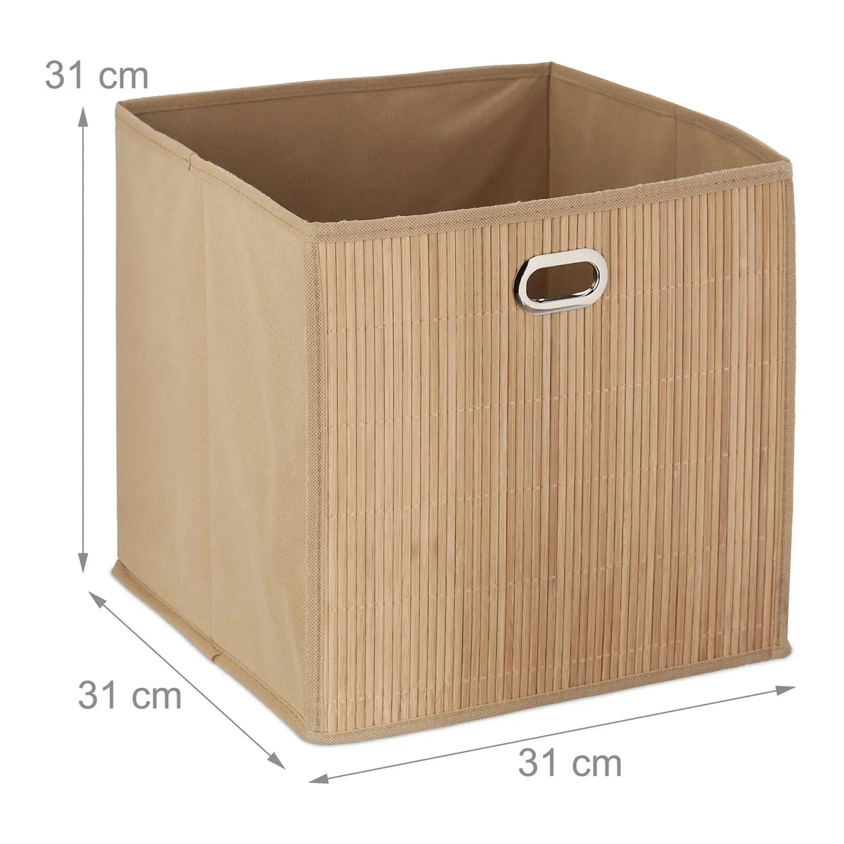 Aufbewahrungskorb Bambus hoch Beige-Hellbraun von Relaxdays