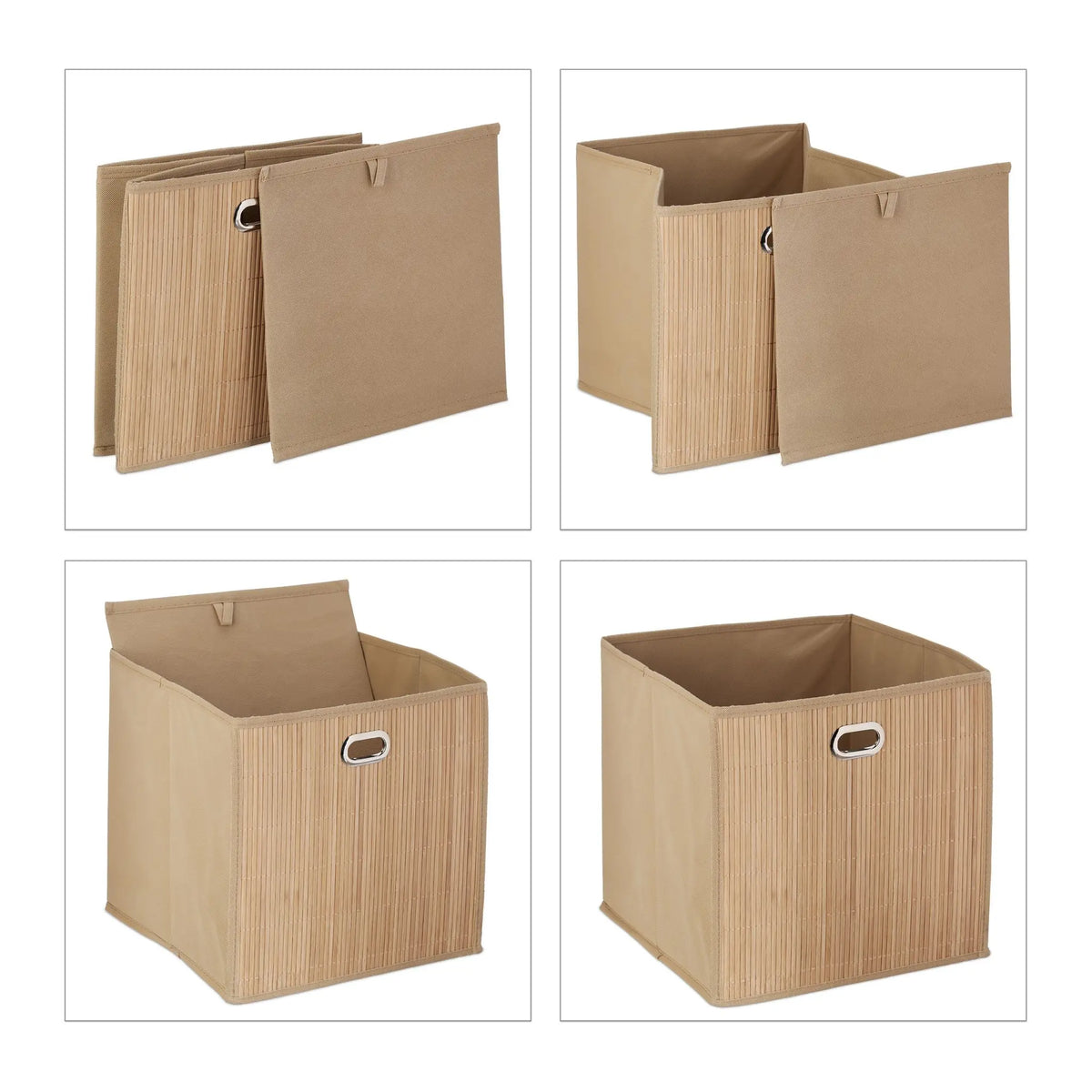 Aufbewahrungskorb Bambus hoch Beige-Hellbraun von Relaxdays