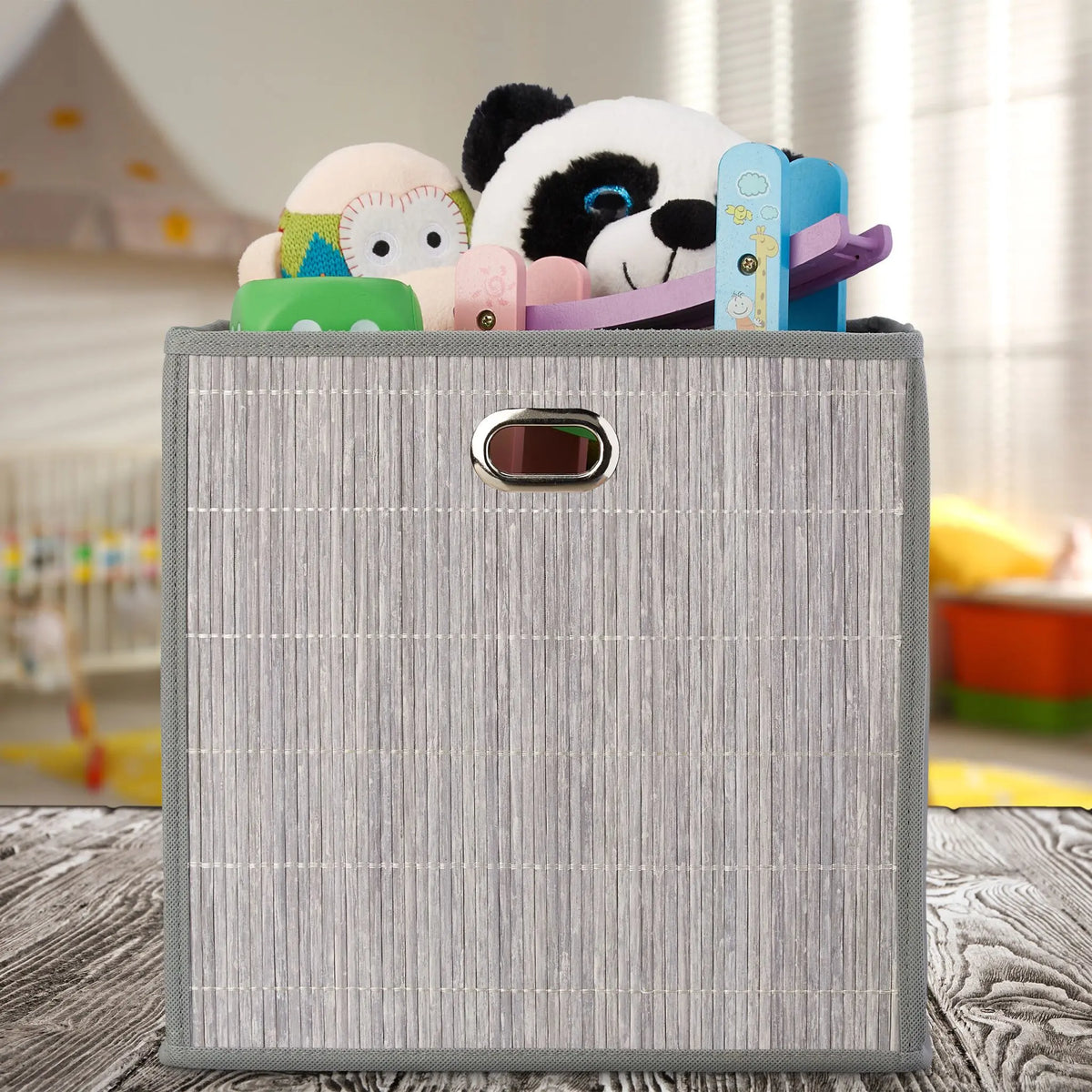 Aufbewahrungskorb Bambus hoch Weiss von Relaxdays