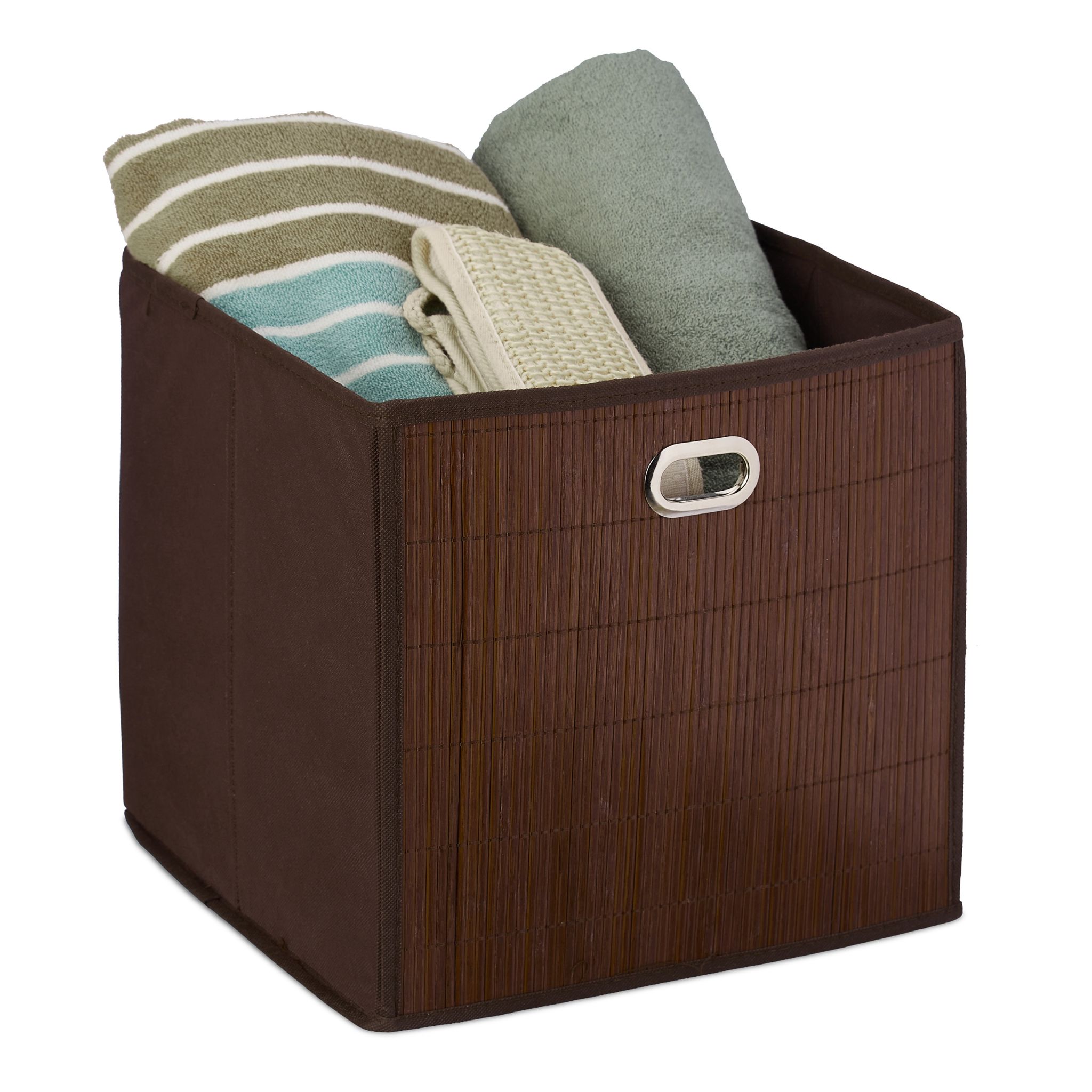 Aufbewahrungskorb Bambus hoch Braun-Dunkelbraun von Relaxdays