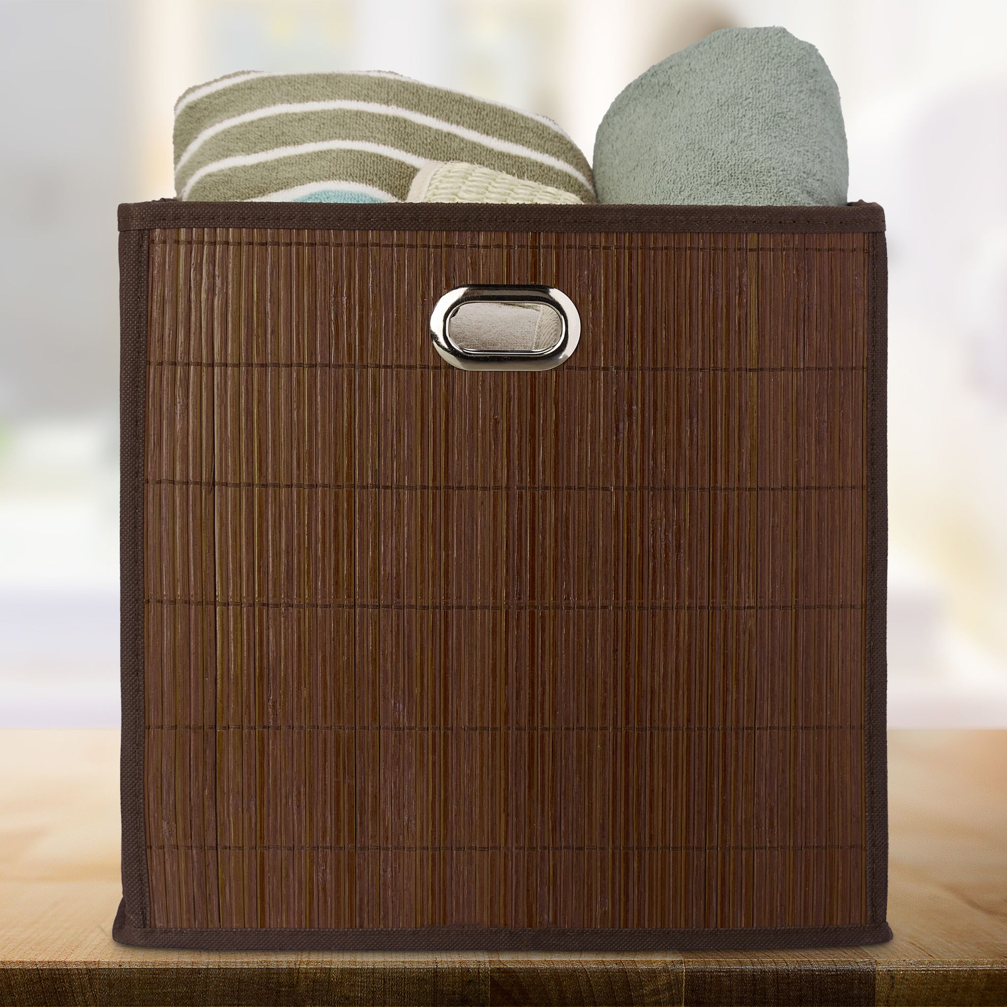 Aufbewahrungskorb Bambus hoch Braun-Dunkelbraun von Relaxdays
