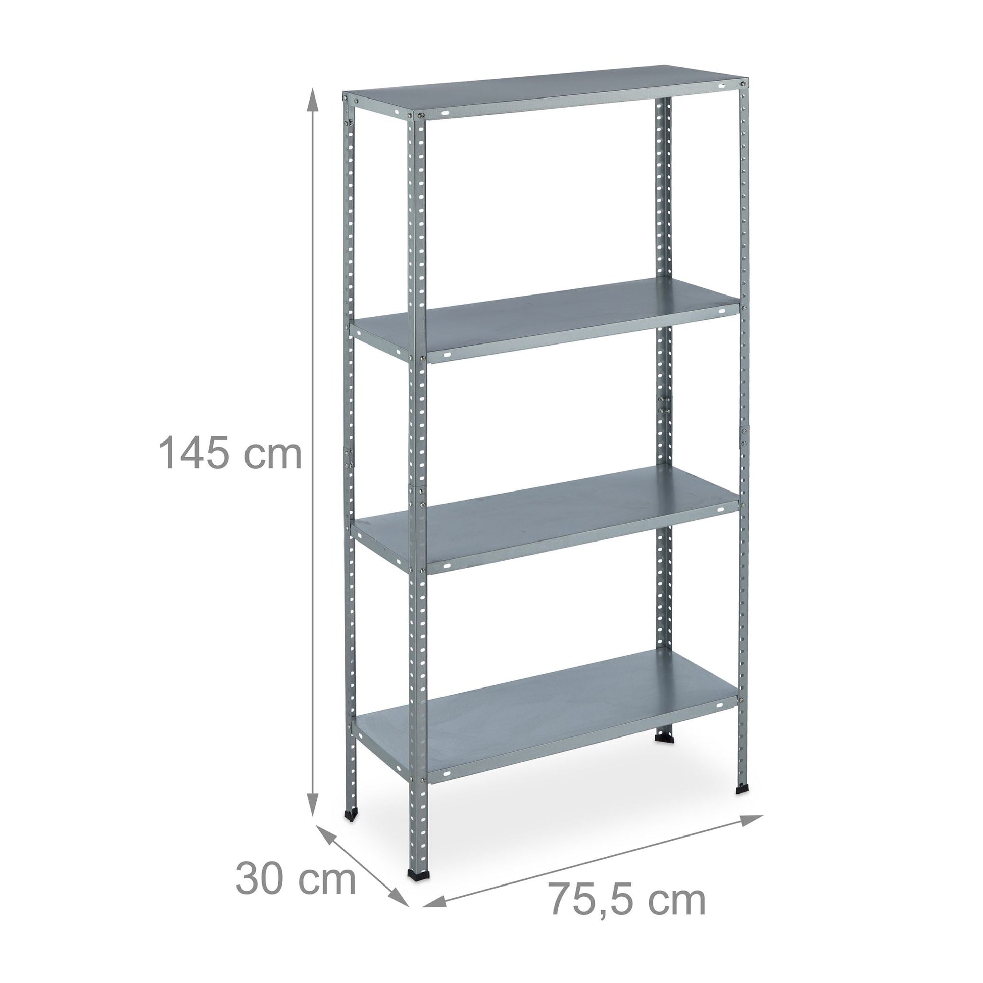 Verzinktes Metallregal mit 4 Böden Silber von Relaxdays