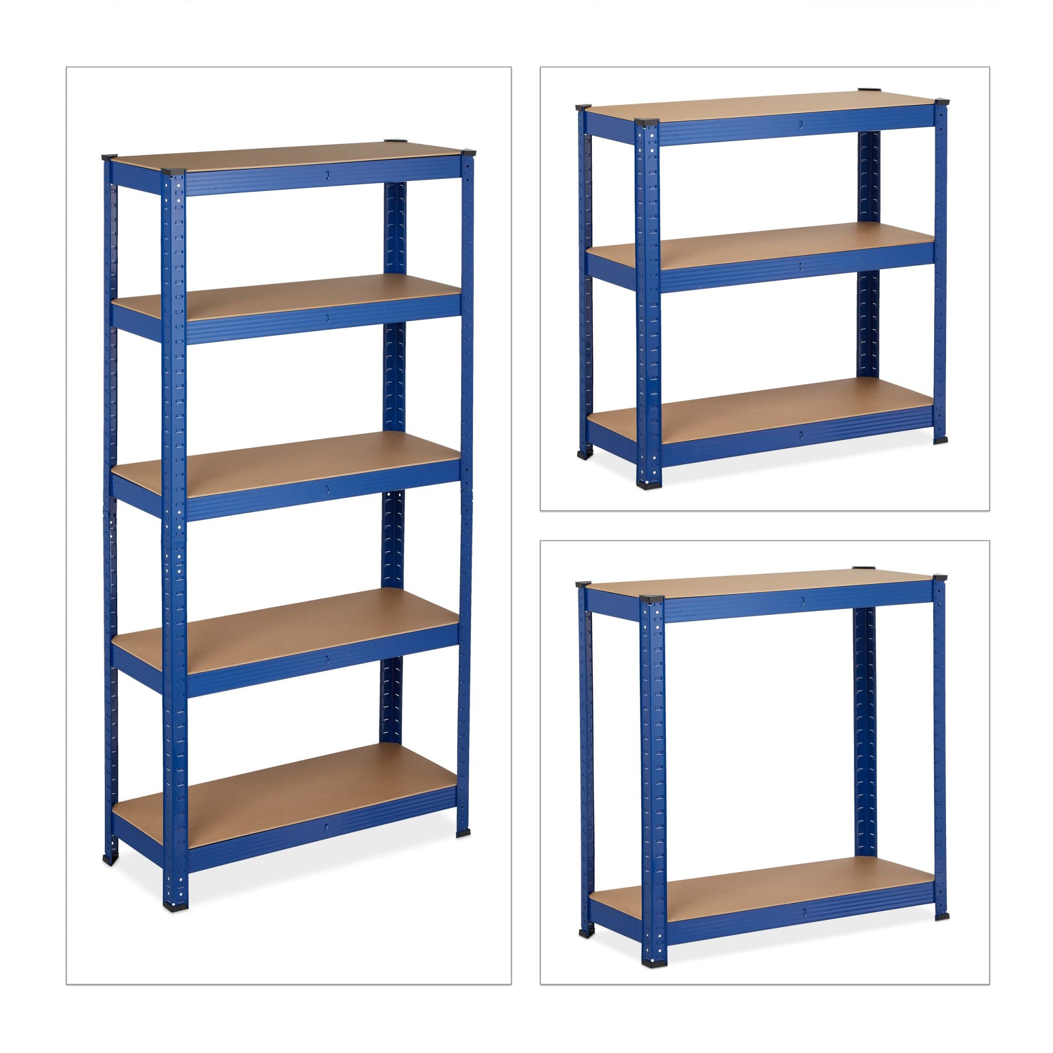 Schwerlastregal 875 kg Blau-Hellbraun-Schwarz von Relaxdays