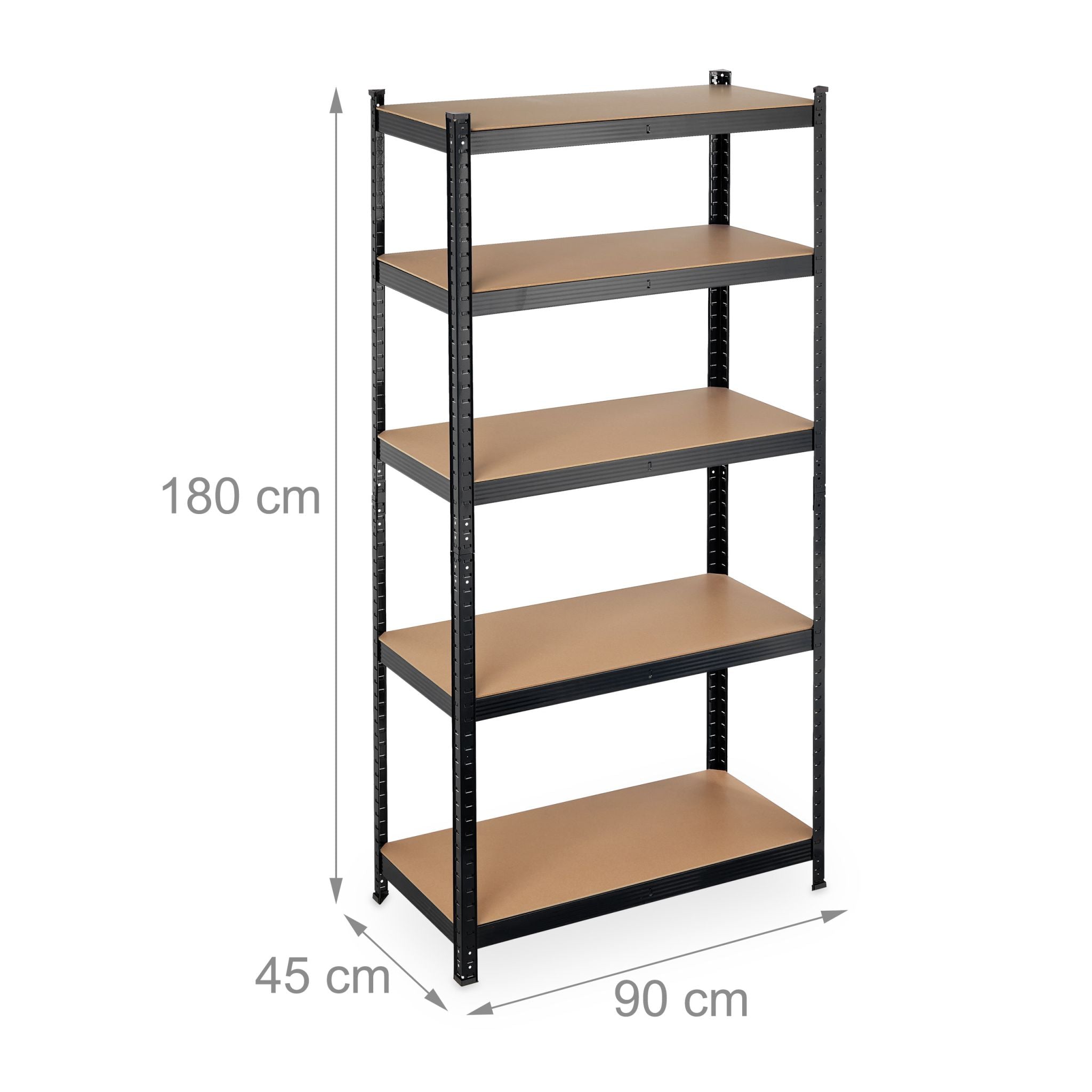 Schwerlastregal 180x90x45 schwarz Hellbraun-Schwarz von Relaxdays