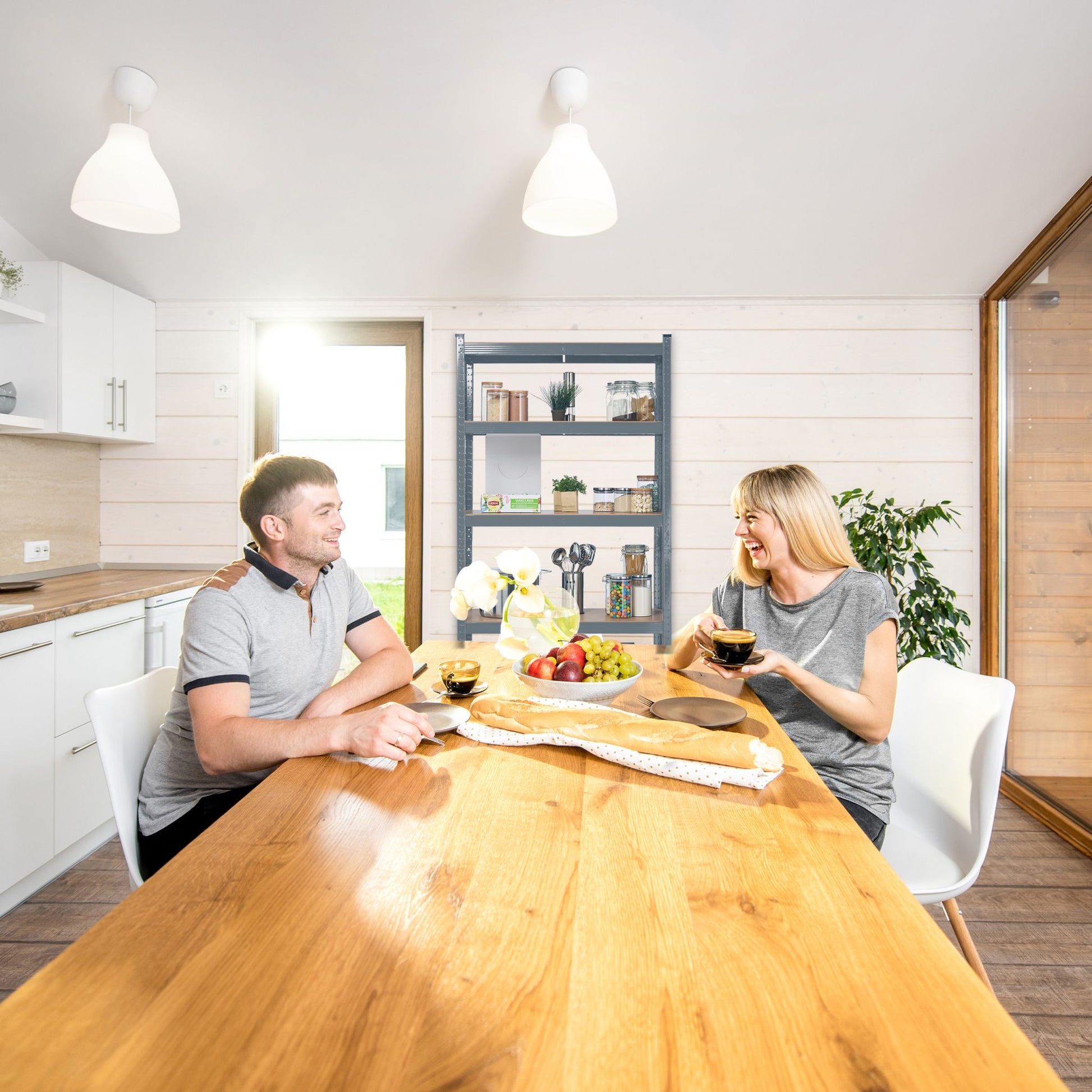Schwerlastregal 180x90x45 grau Hellbraun-Schwarz-Grau von Relaxdays