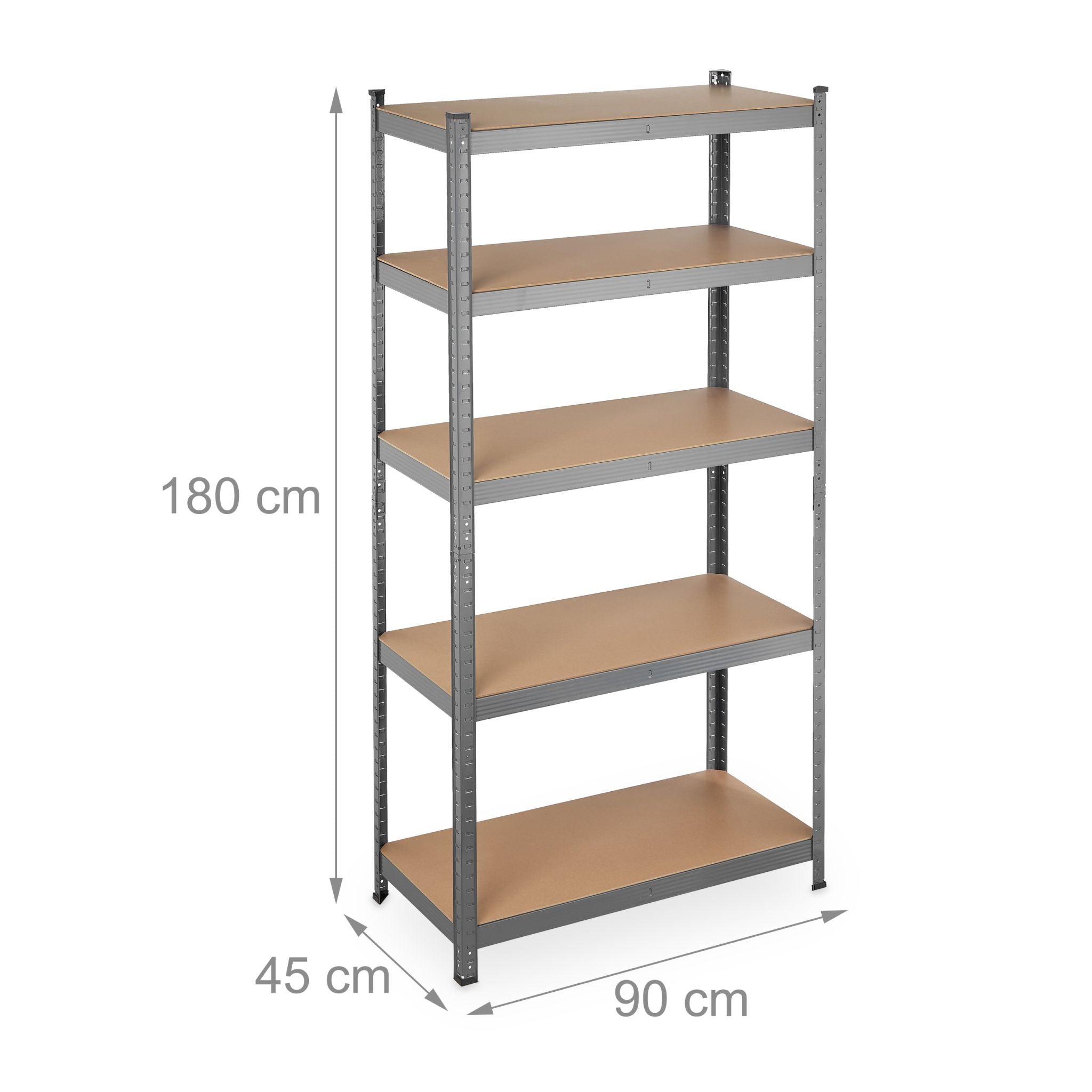 Schwerlastregal 180x90x45 grau Hellbraun-Schwarz-Grau von Relaxdays