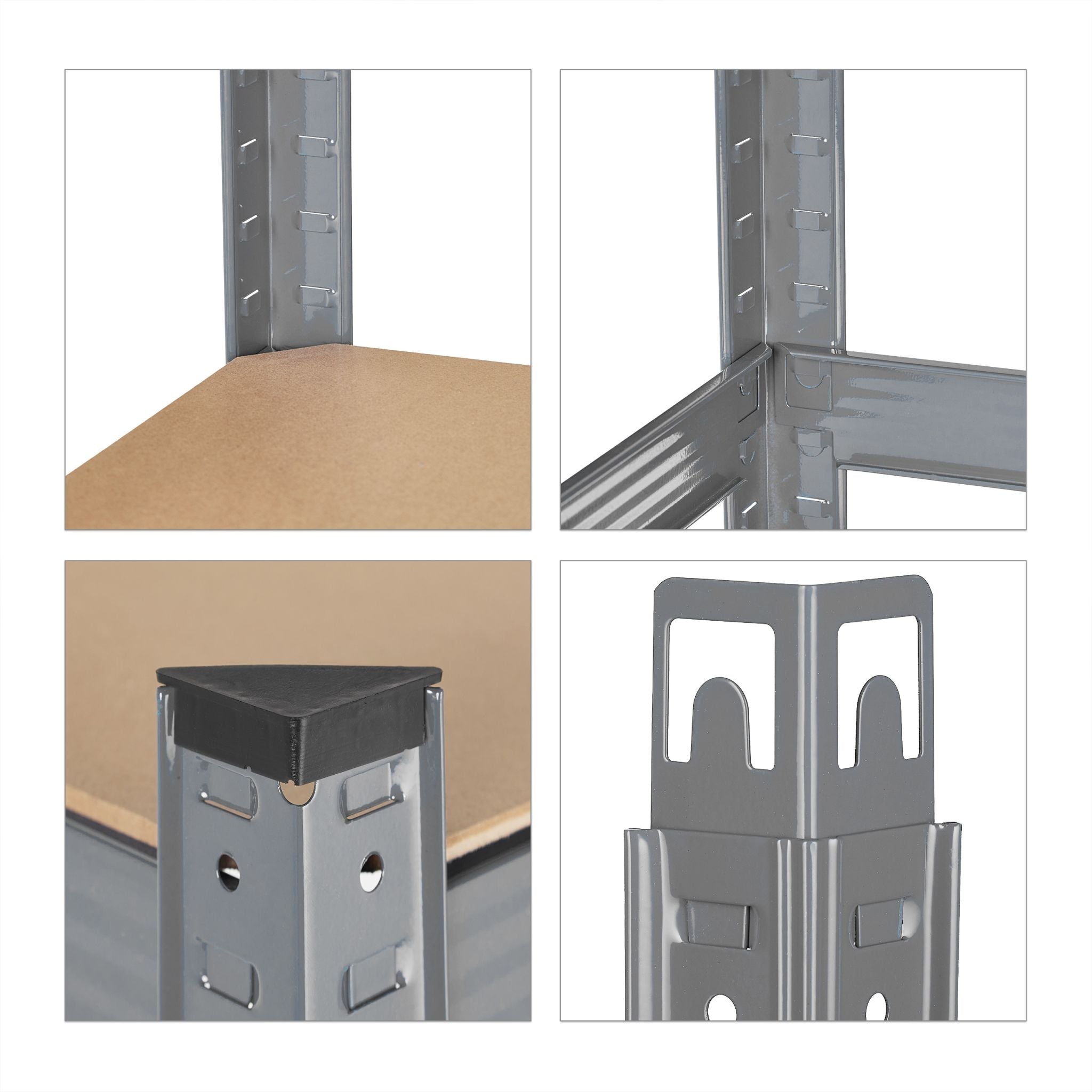 Schwerlastregal 180x90x45 grau Hellbraun-Schwarz-Grau von Relaxdays