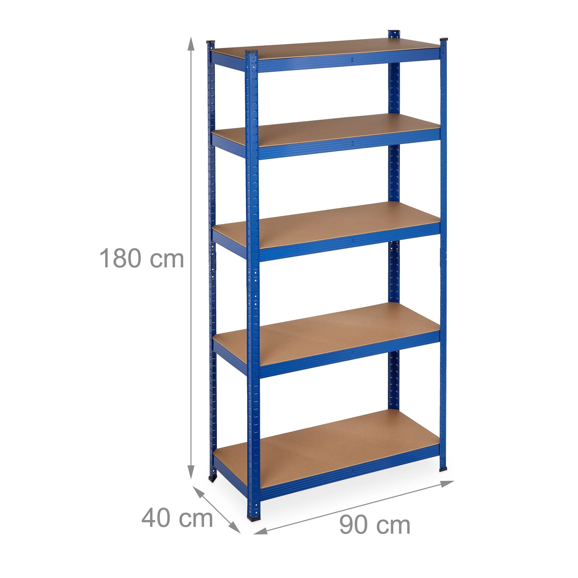 Schwerlastregal 180x90x40 blau Blau-Hellbraun-Schwarz von Relaxdays
