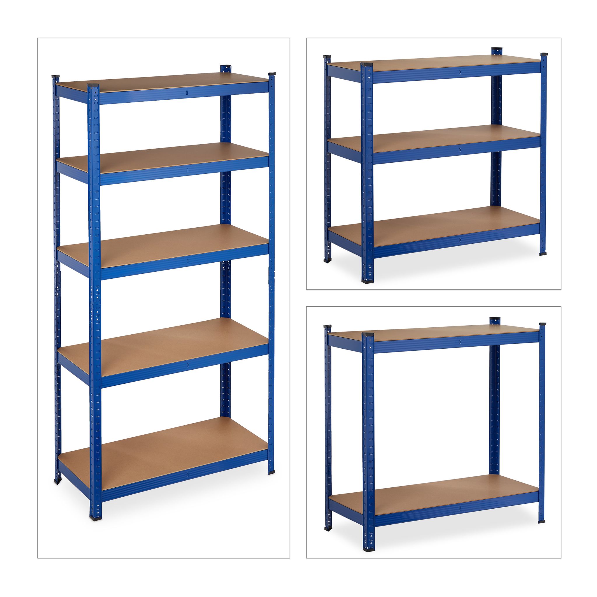 Schwerlastregal 180x90x40 blau Blau-Hellbraun-Schwarz von Relaxdays