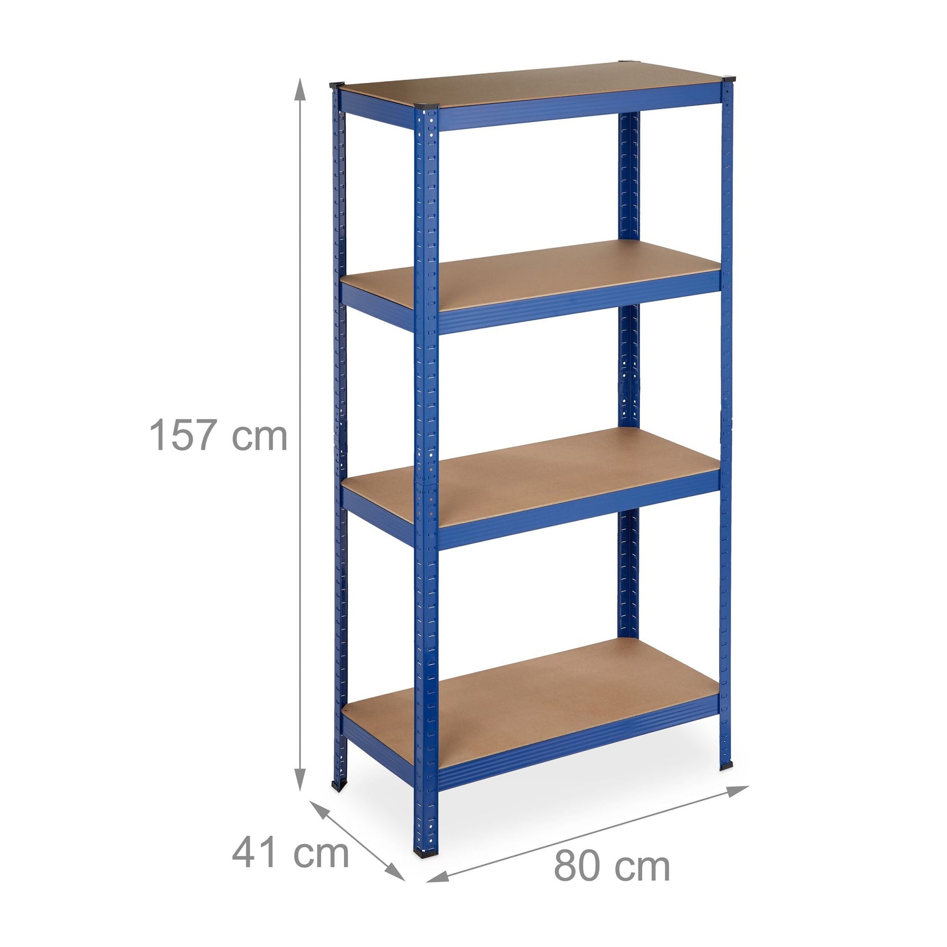 Schwerlastregal in Blau mit 4 Ebenen Blau-Hellbraun-Schwarz von Relaxdays