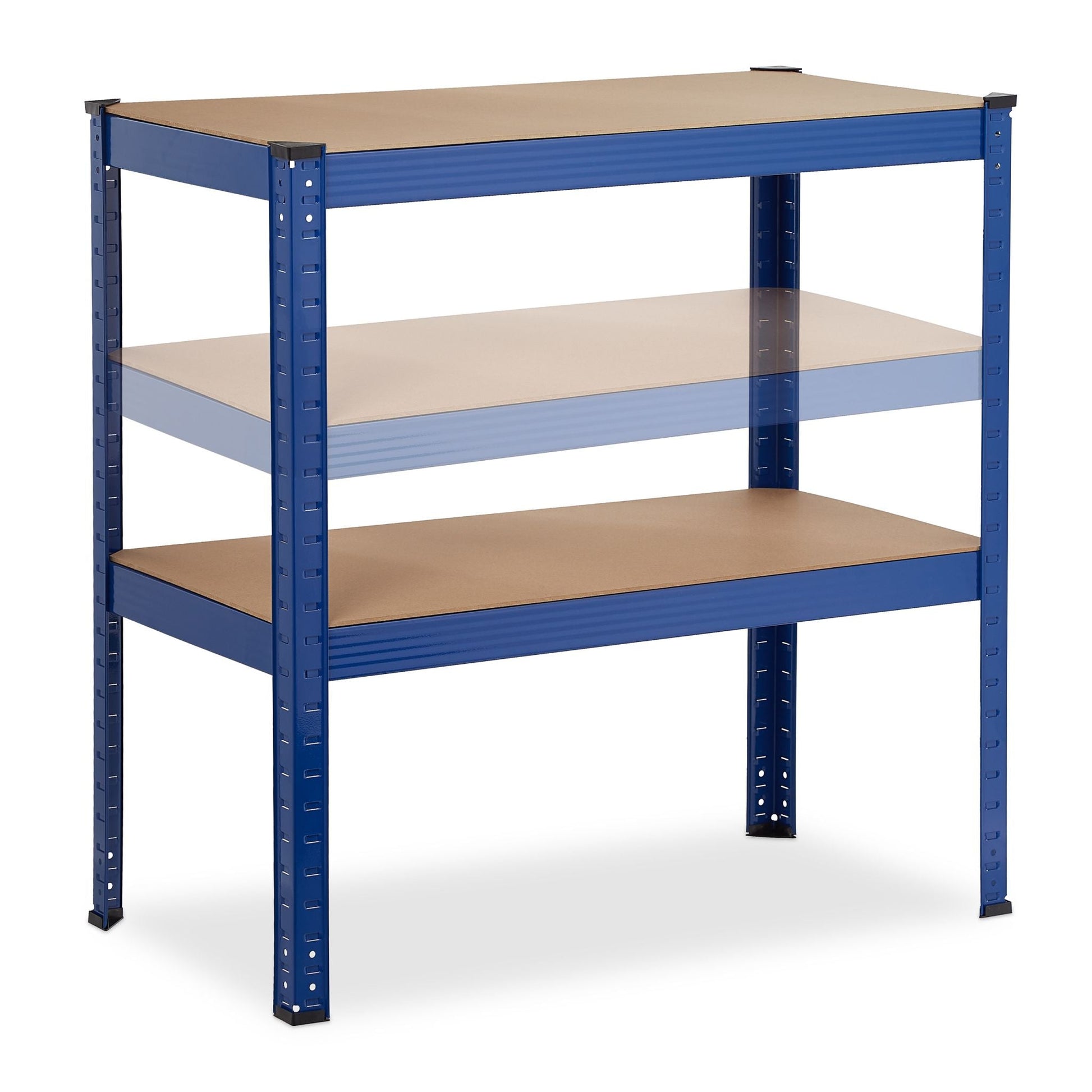 Schwerlastregal in Blau mit 4 Ebenen Blau-Hellbraun-Schwarz von Relaxdays