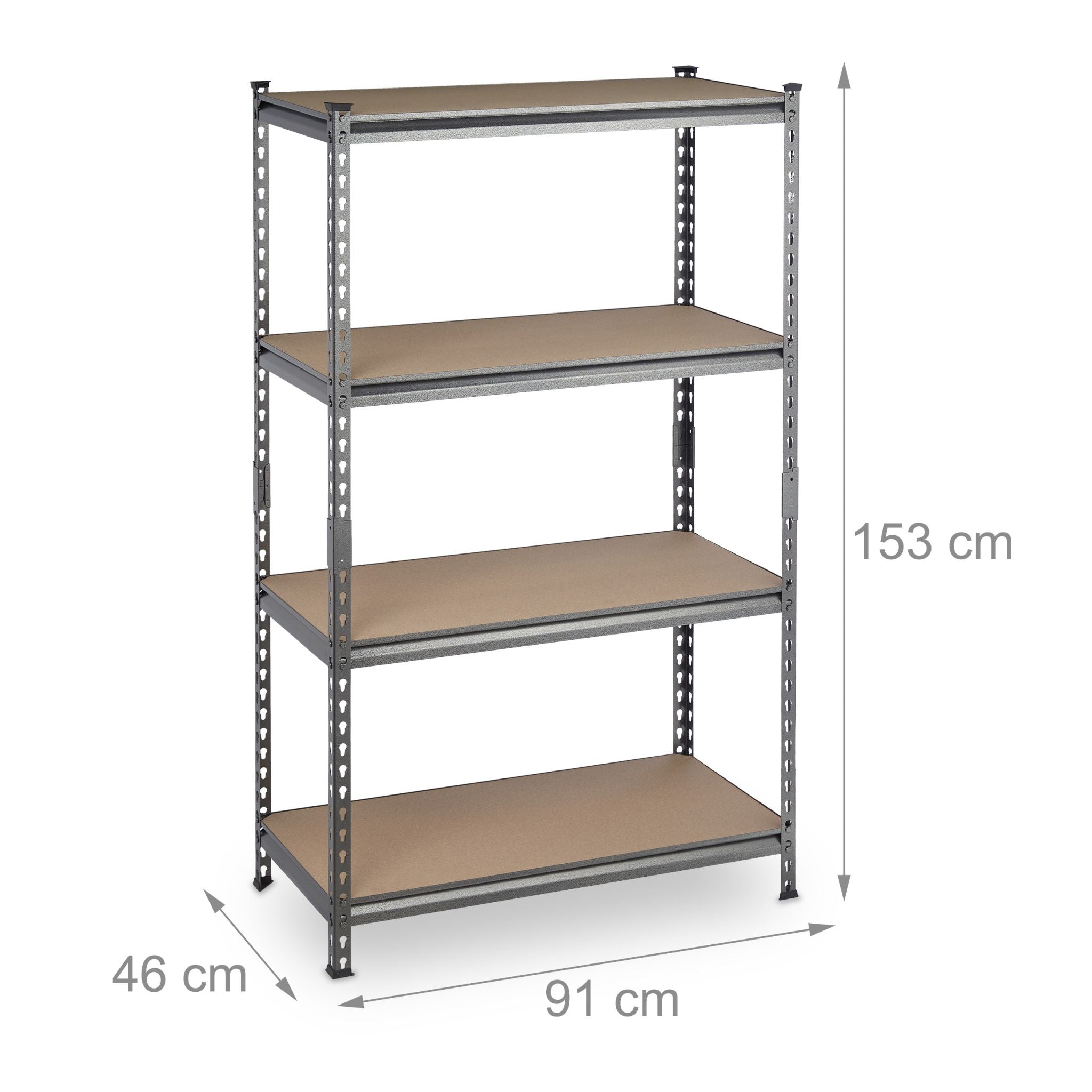 Schwerlastregal 4 Ebenen 1440 kg Hellbraun-Schwarz-Silber von Relaxdays