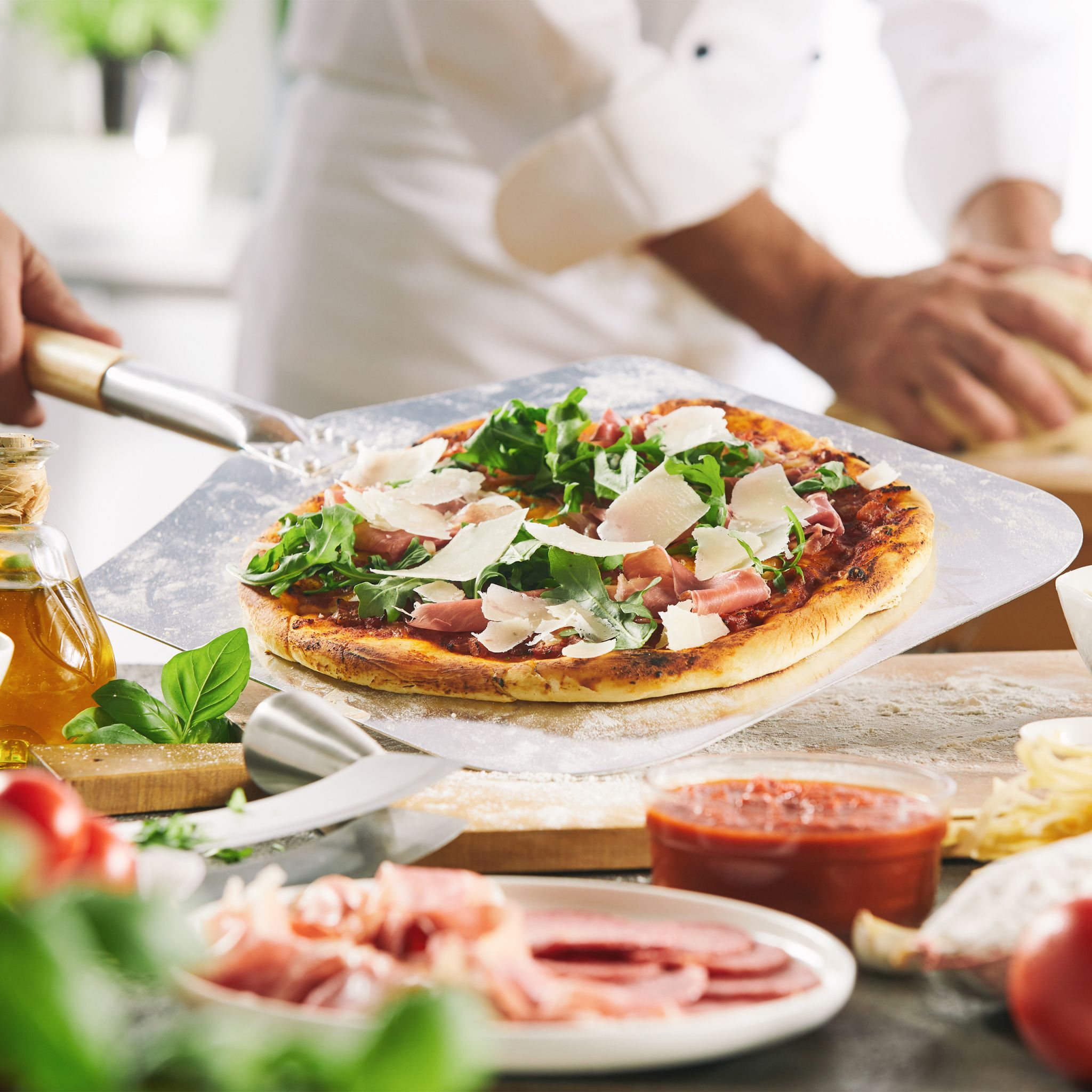 Pizzaschaufel Aluminium Hellbraun-Silber von Relaxdays