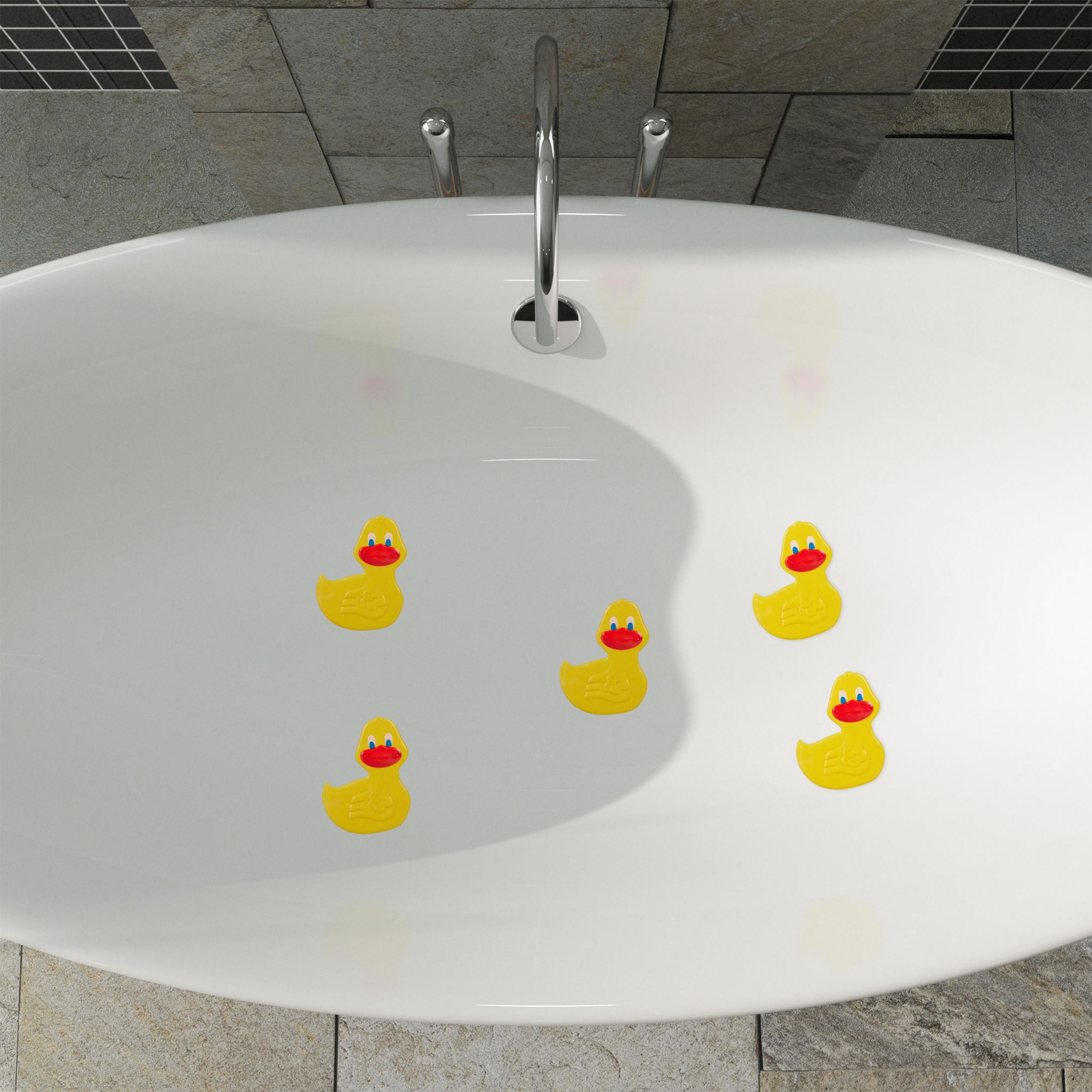 Badewannen Sticker Ente 5er-Set Gelb-Rot von Relaxdays