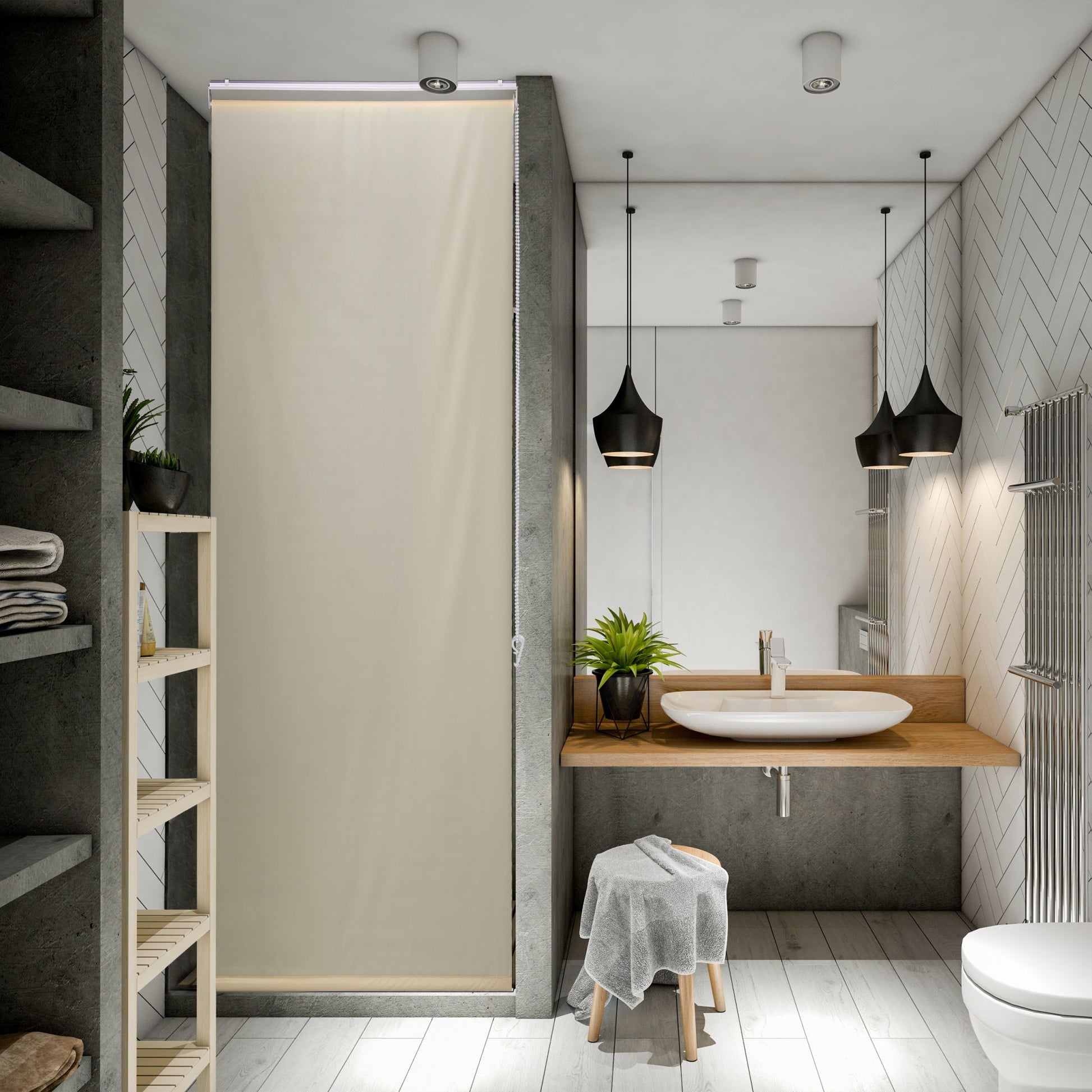 Duschrollo Beige von Relaxdays