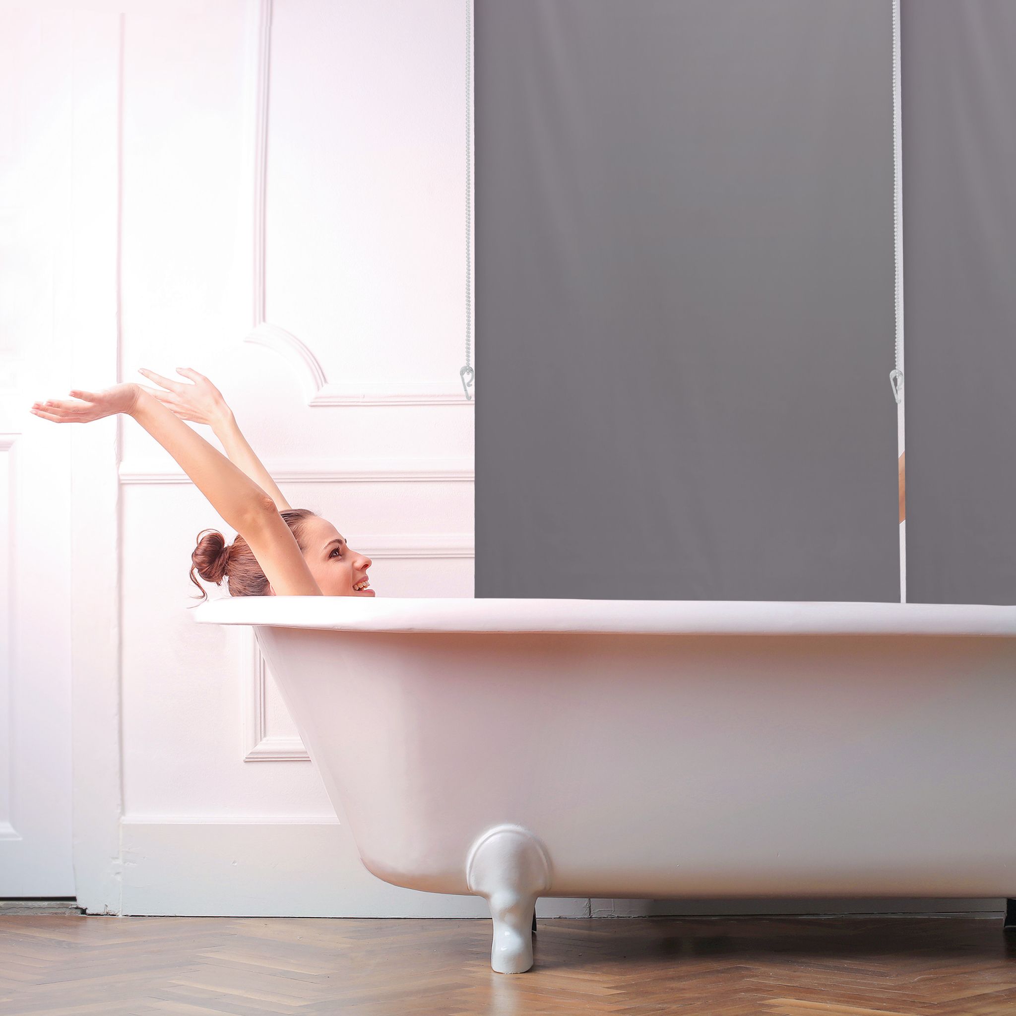 Duschrollo Grau von Relaxdays