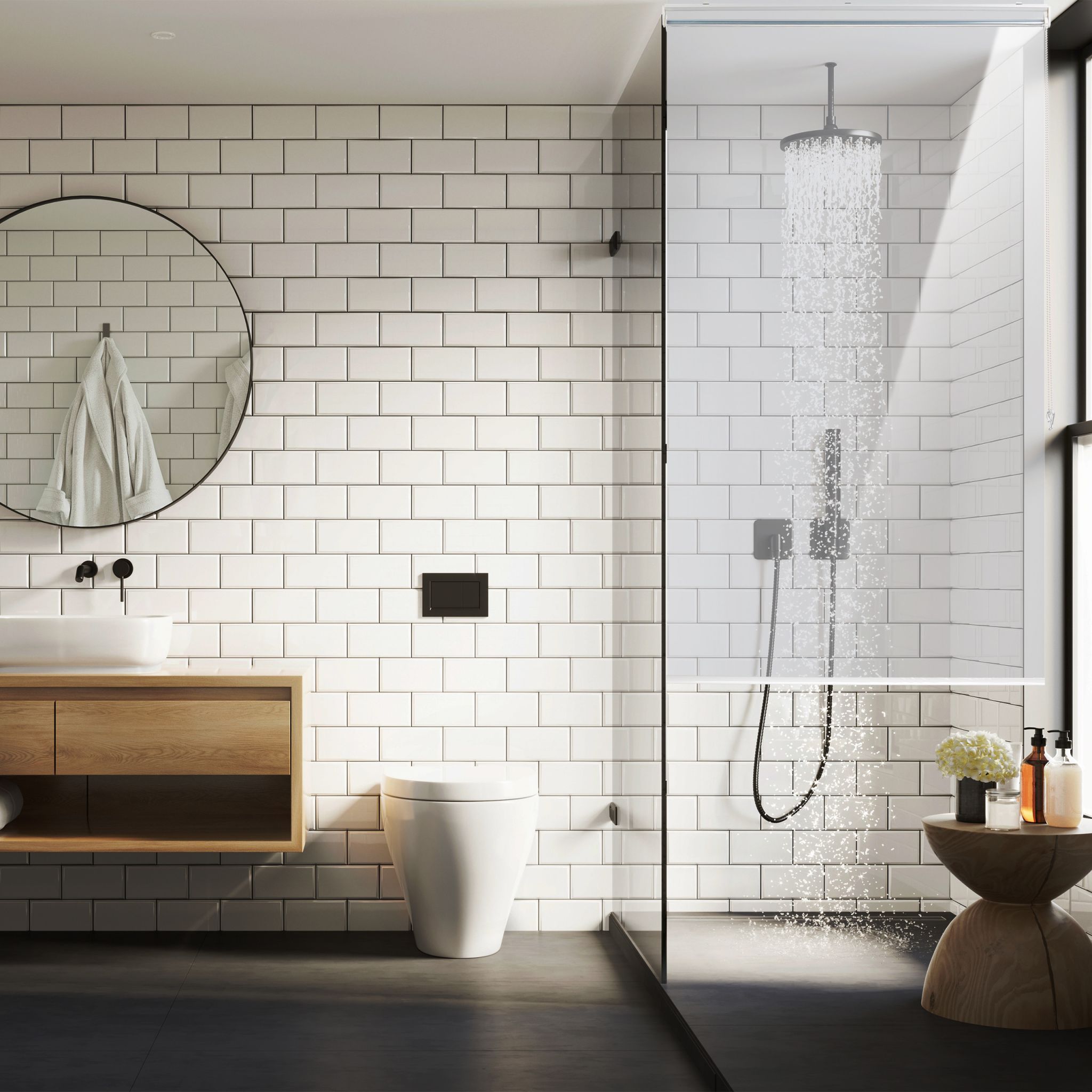 Duschrollo Transparent von Relaxdays