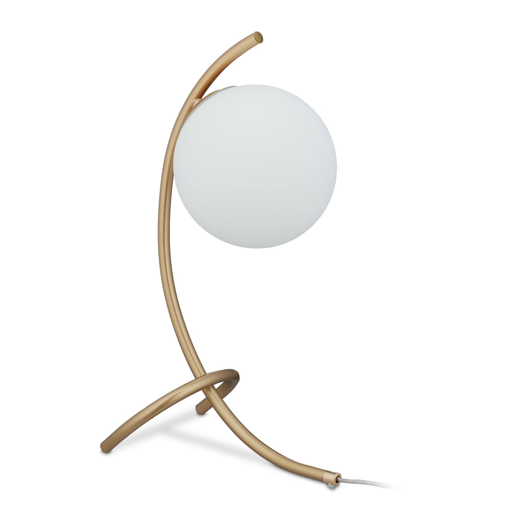 Tischlampe Kugel geschwungen Weiss-Gold von Relaxdays