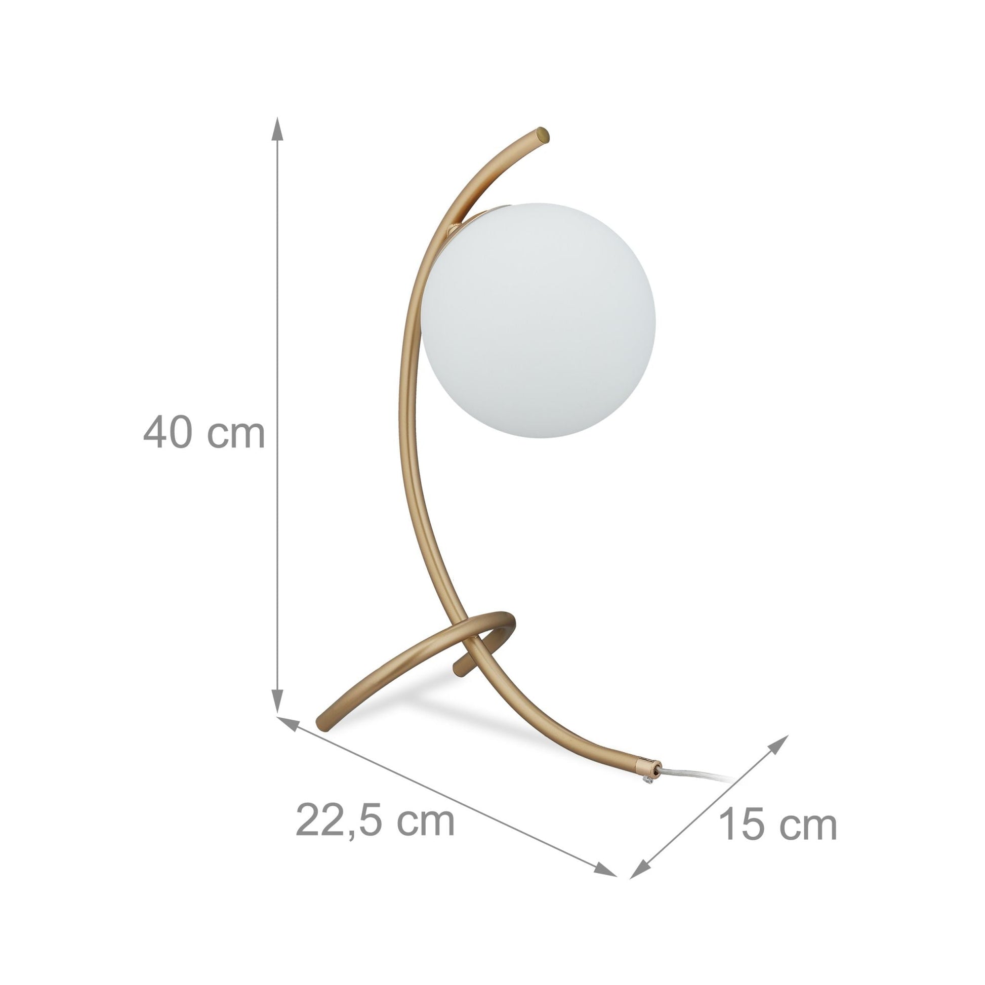 Tischlampe Kugel geschwungen Weiss-Gold von Relaxdays