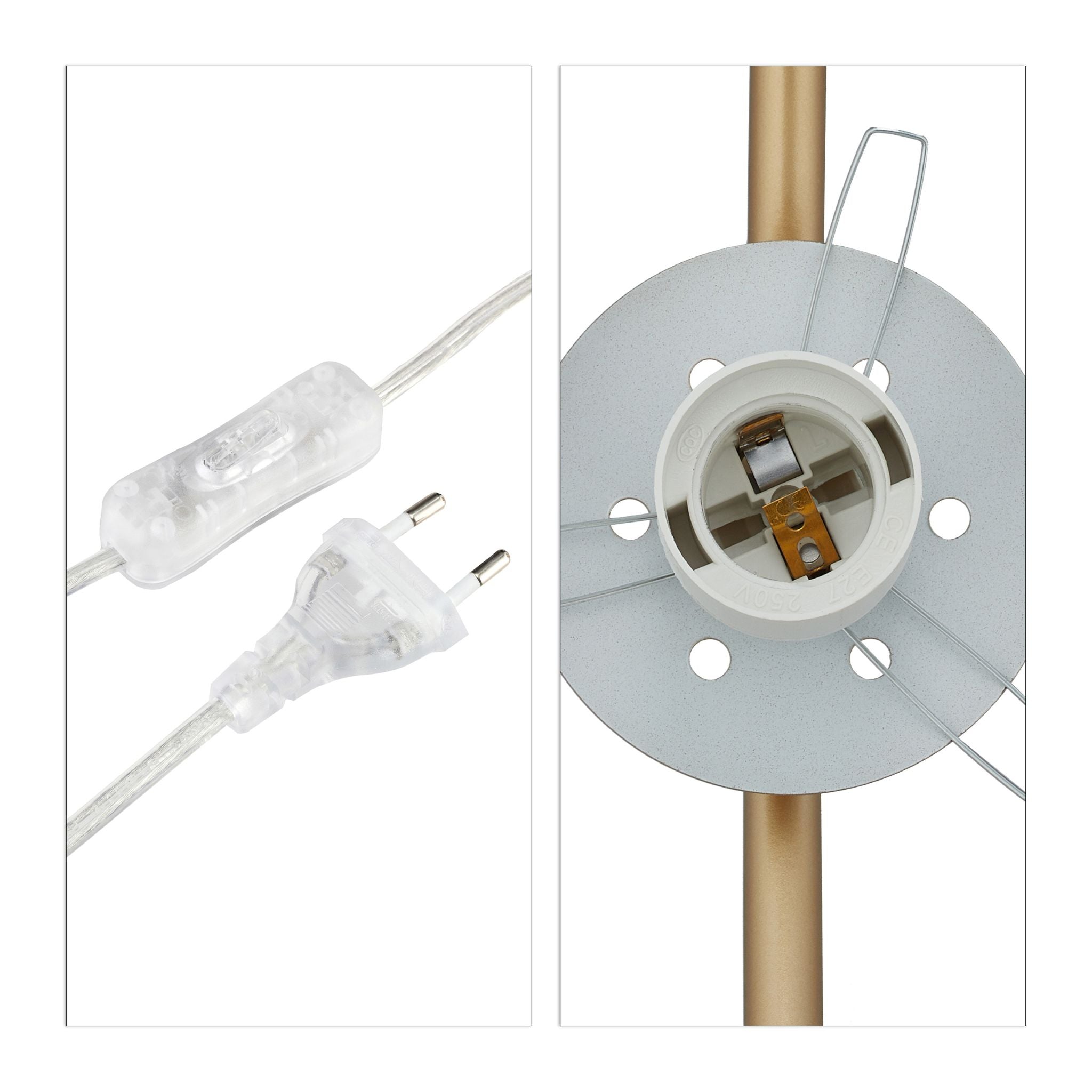 Tischlampe Kugel geschwungen Weiss-Gold von Relaxdays