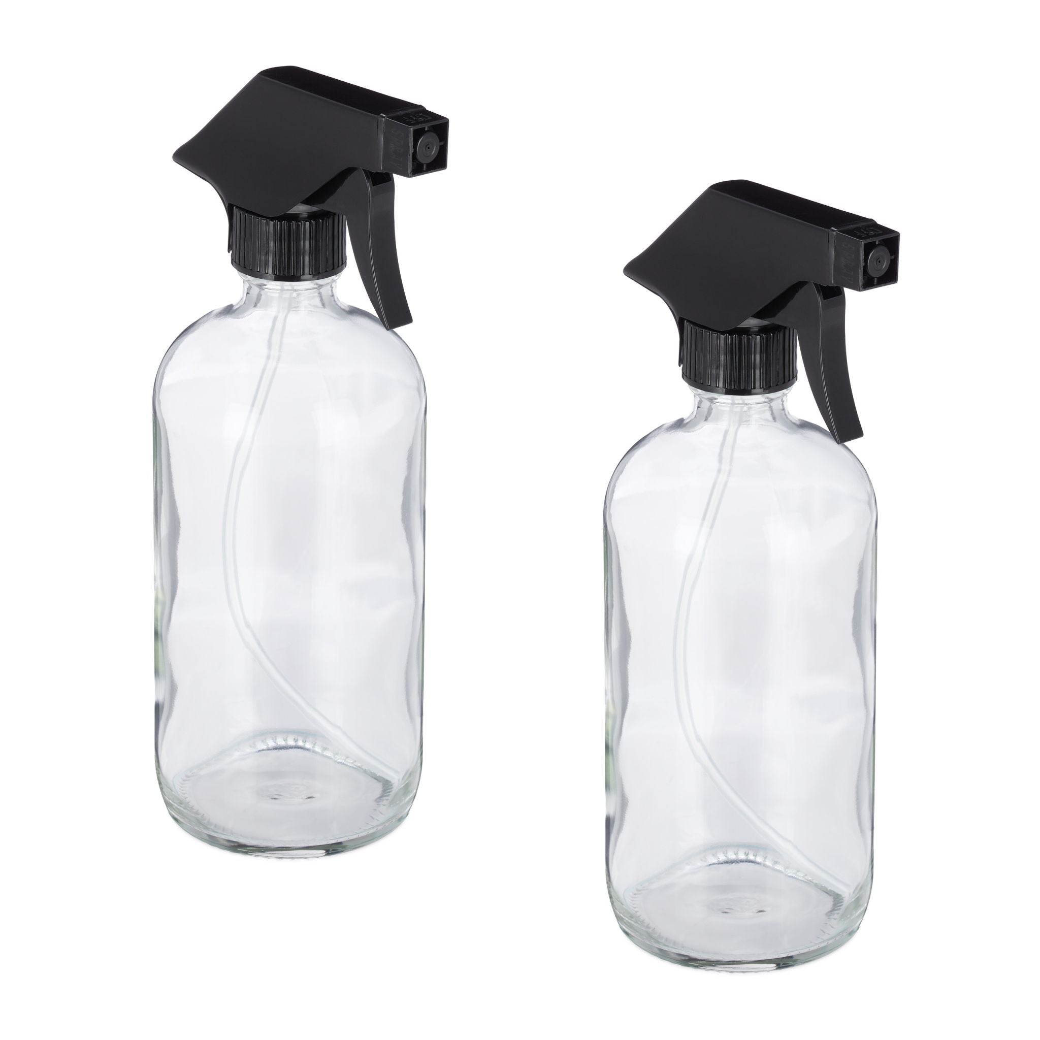 Sprühflasche Glas 2er-Set Schwarz-Transparent von Relaxdays