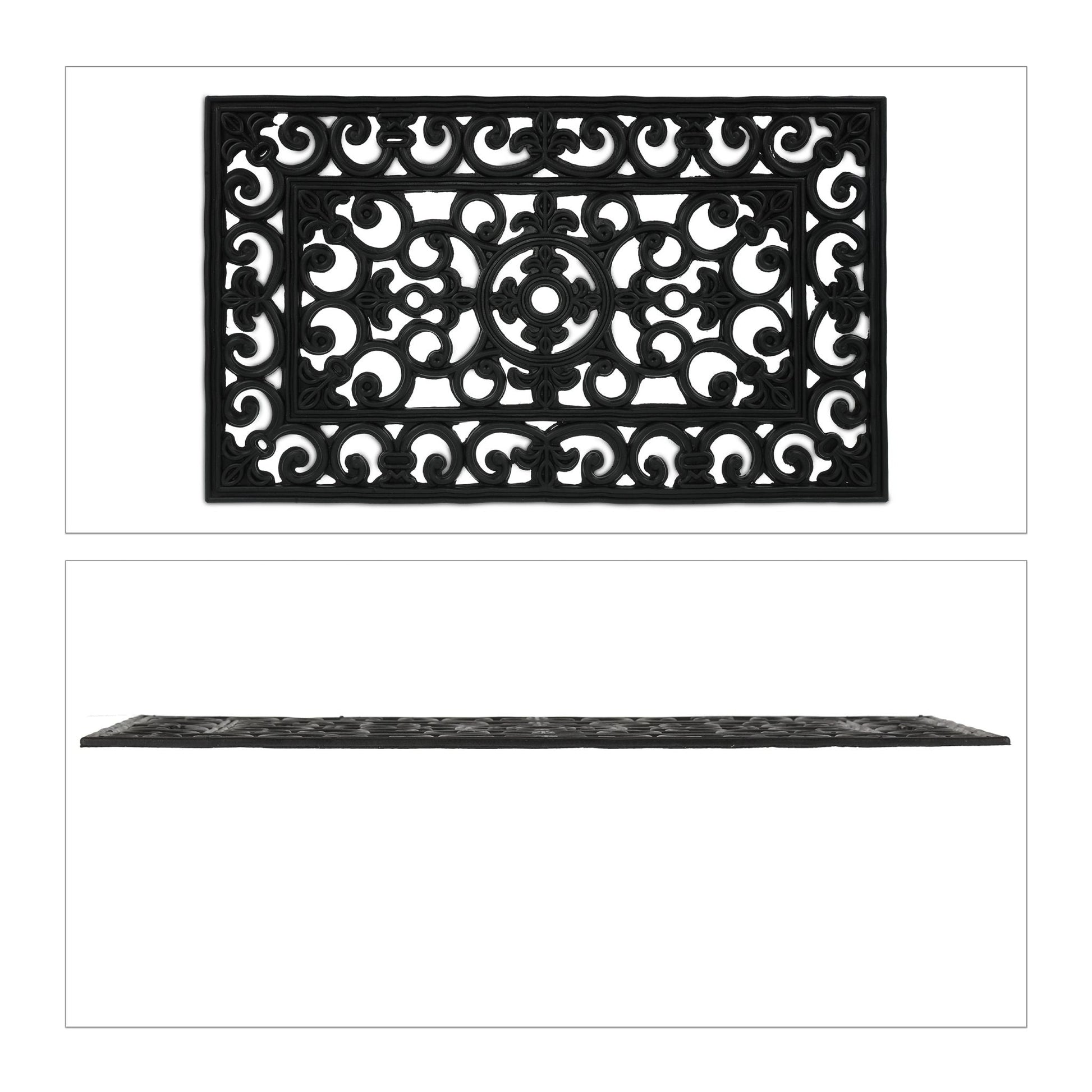 Gummi Fussmatte mit Ornamenten Schwarz von Relaxdays